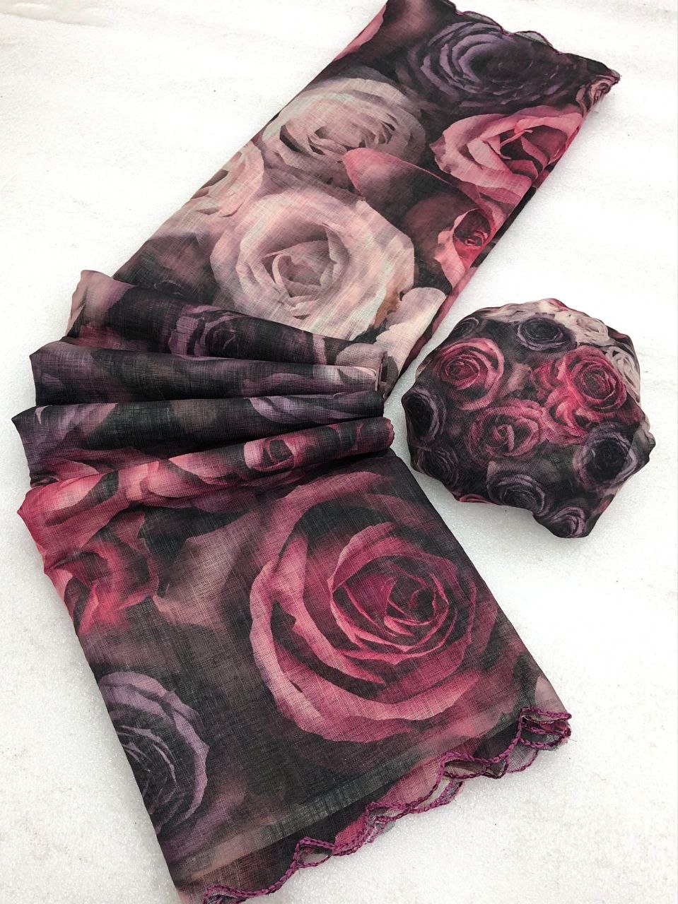 Angora Linen Printed Saree