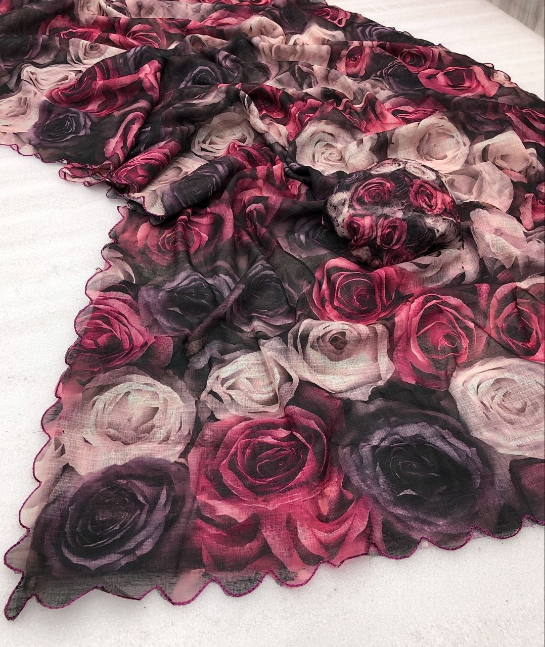 Angora Linen Printed Saree
