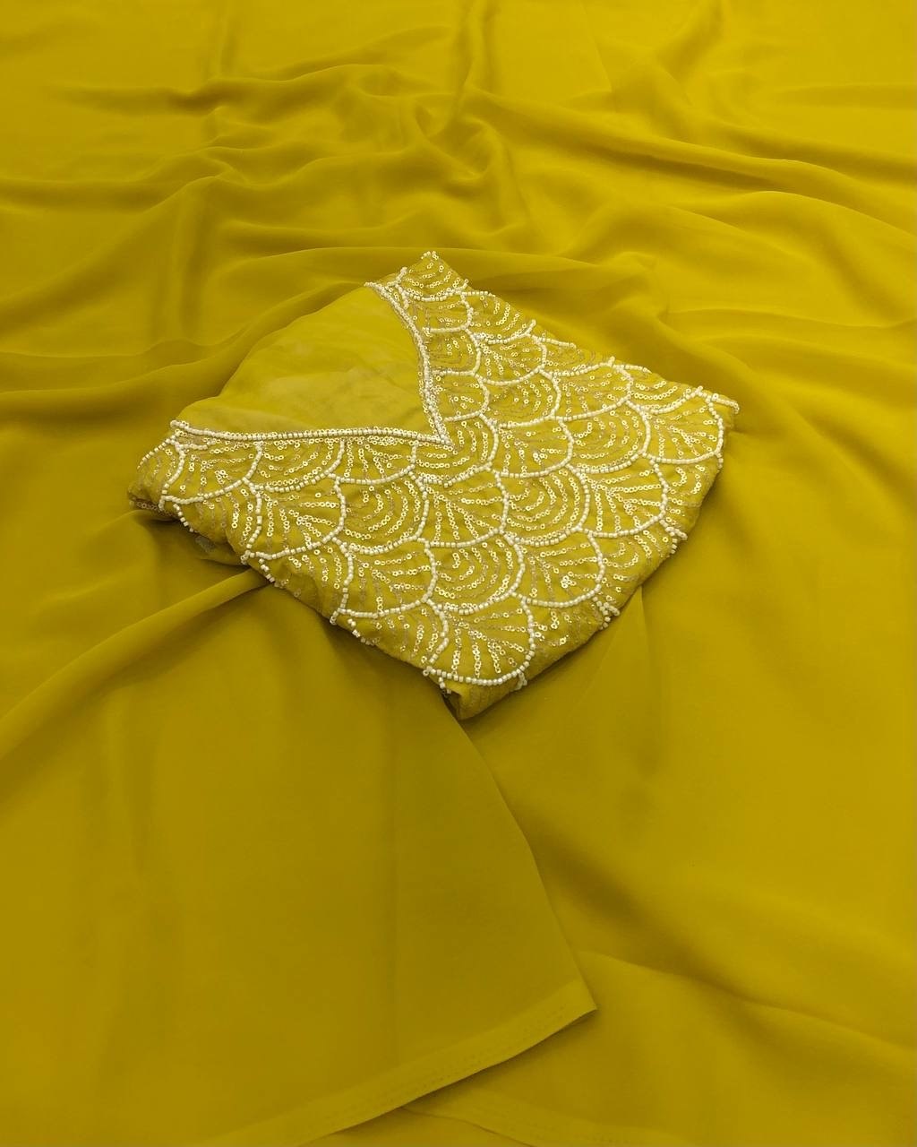 Aalmi Soft Georgette Plain Saree