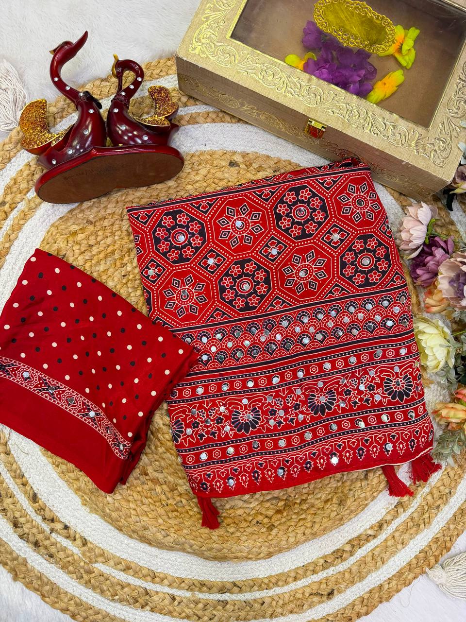 Ajrakhi Crepe Silk Ajarakh Print Saree