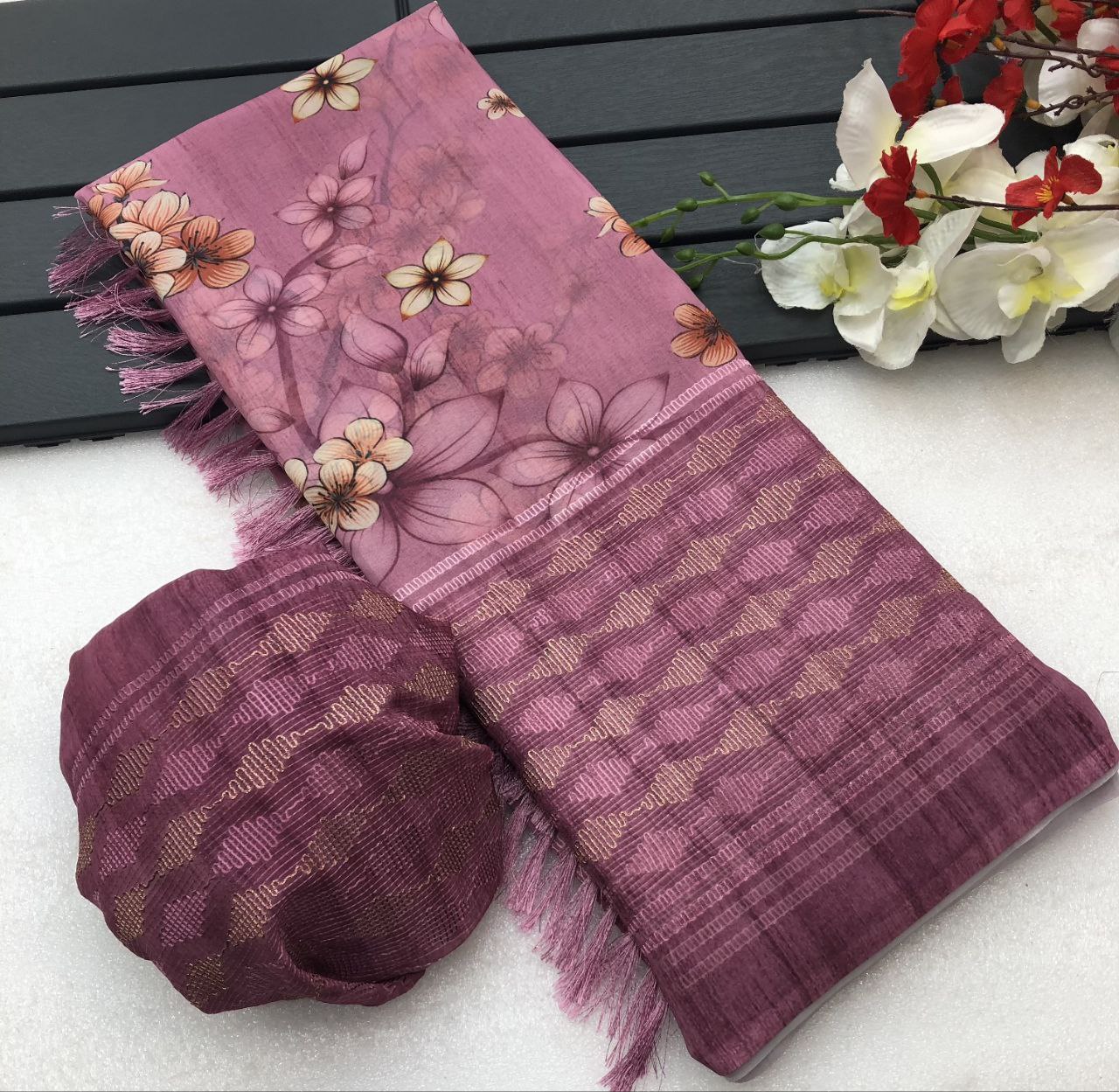 Muneera 3 Chiffon Floral Digital Print Saree