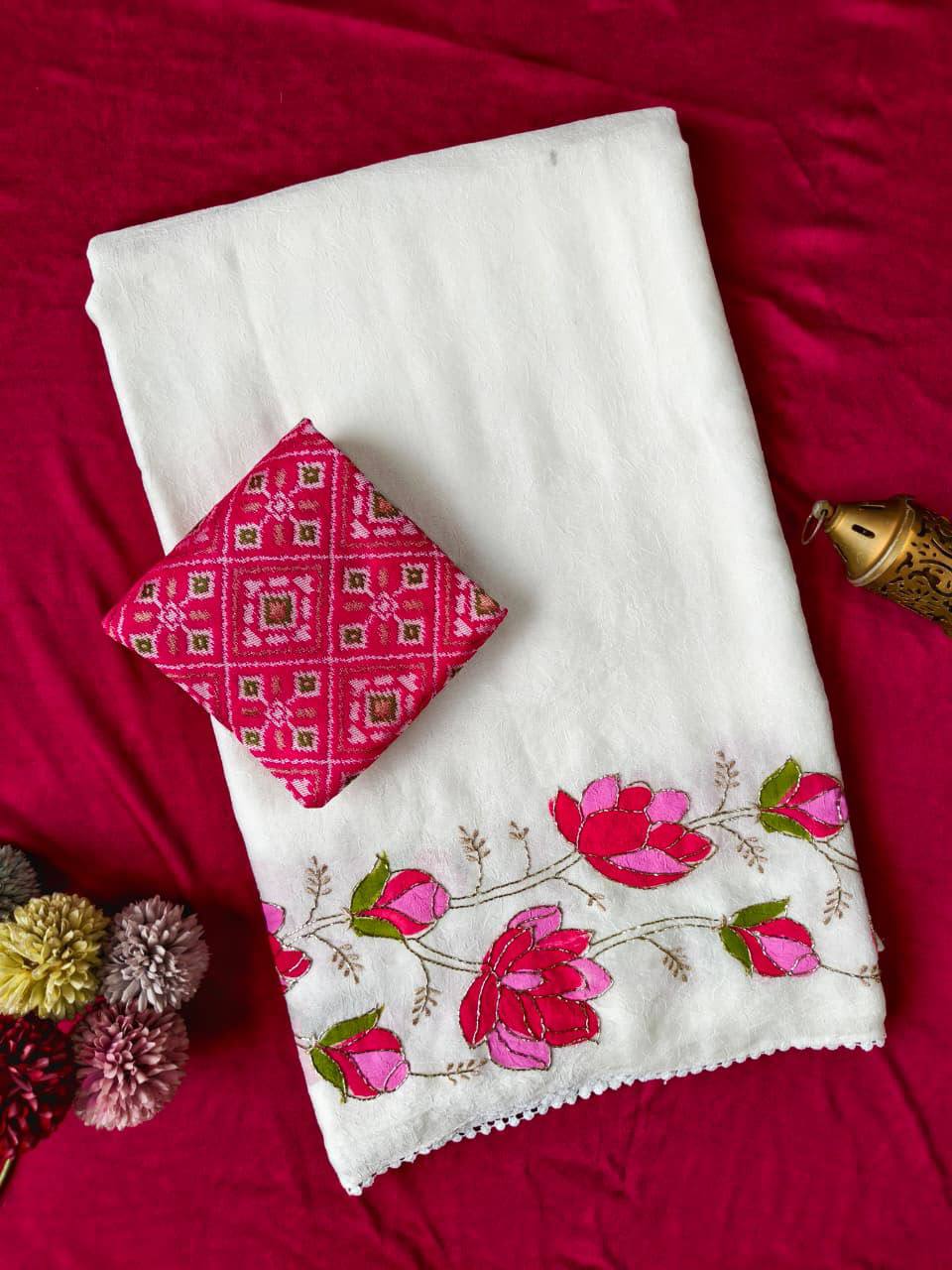 Rozina Bember Crush Hand-Painted Flowers Saree