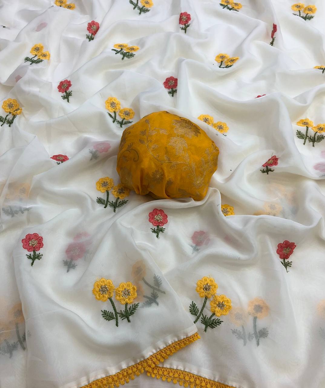 Moniya Tebby Organza Floral Design Embroidery Saree