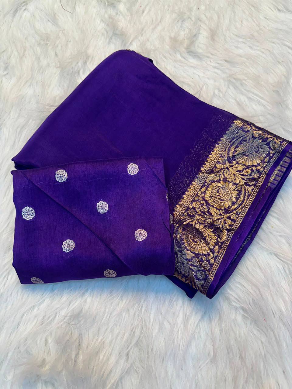 Midnight Mysore Crepe Viscose Saree