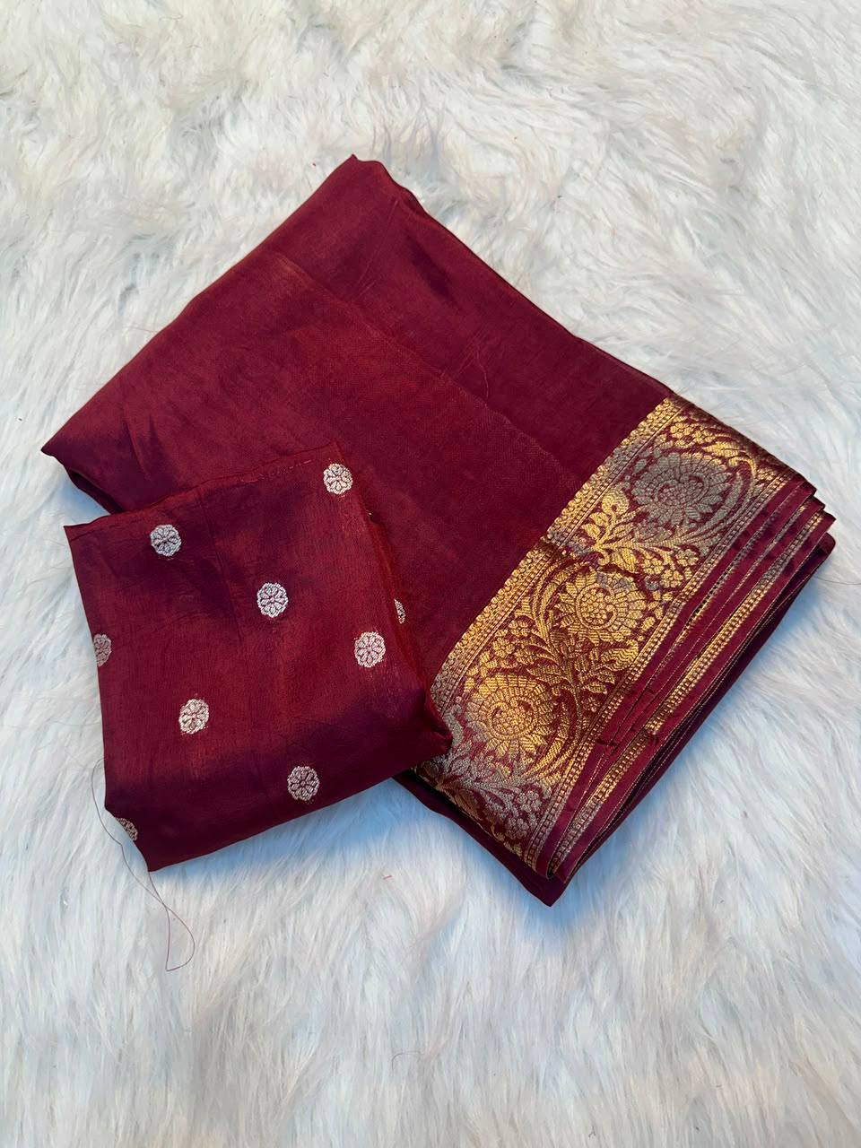 Midnight Mysore Crepe Viscose Saree