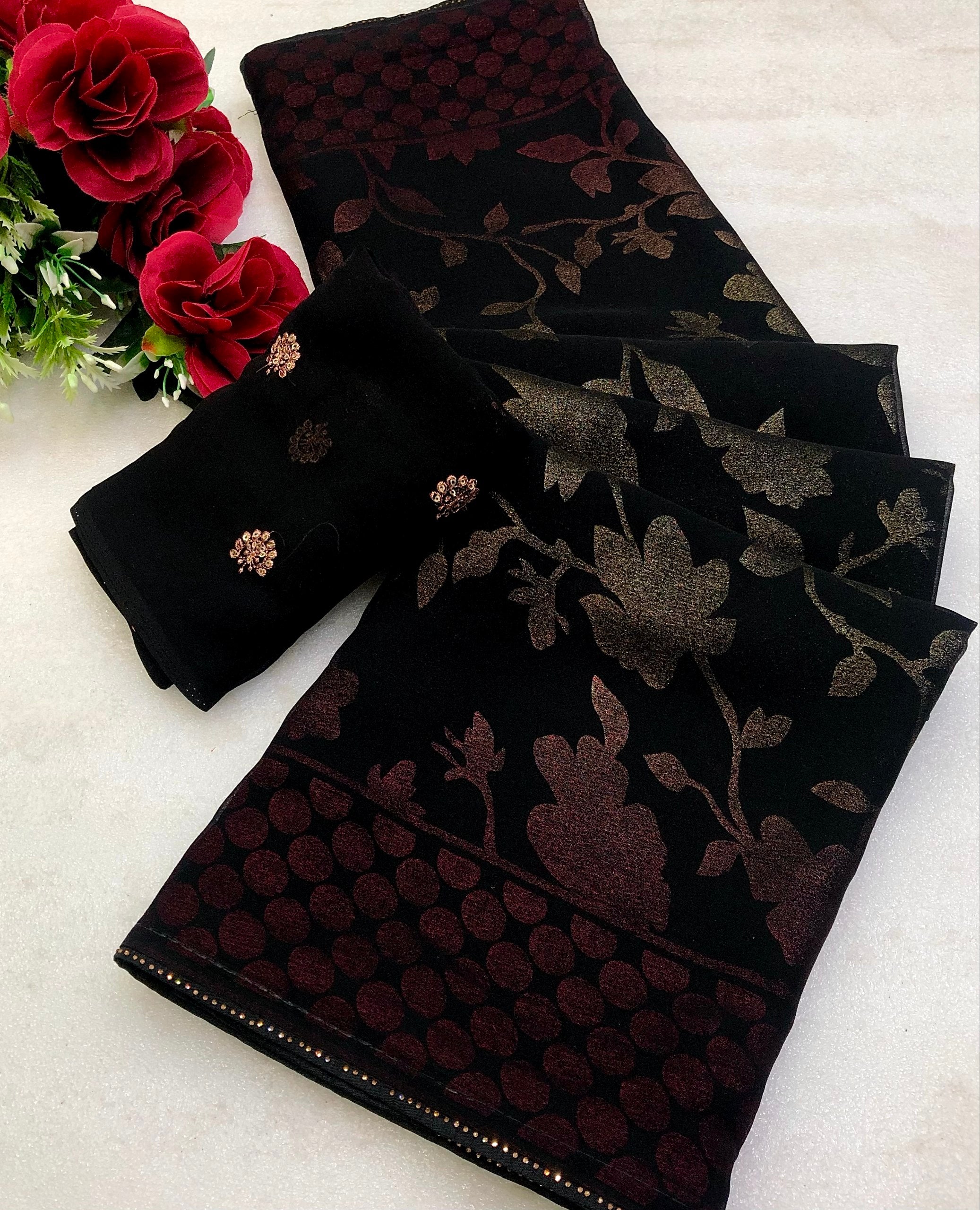 Zulfiya Faux Georgette Foil Printed Saree