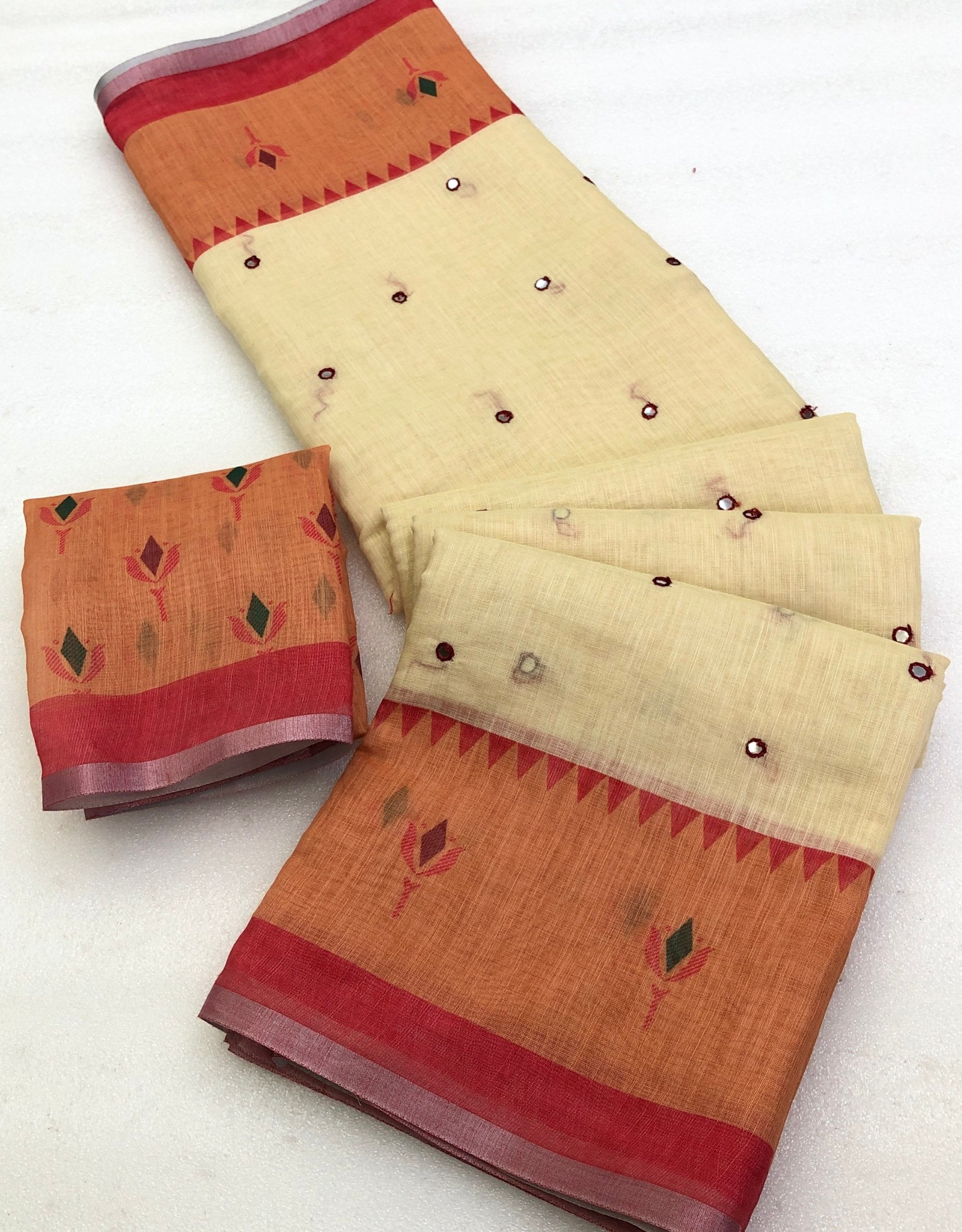 Afeef Linen Paithani Design Digital Print Saree