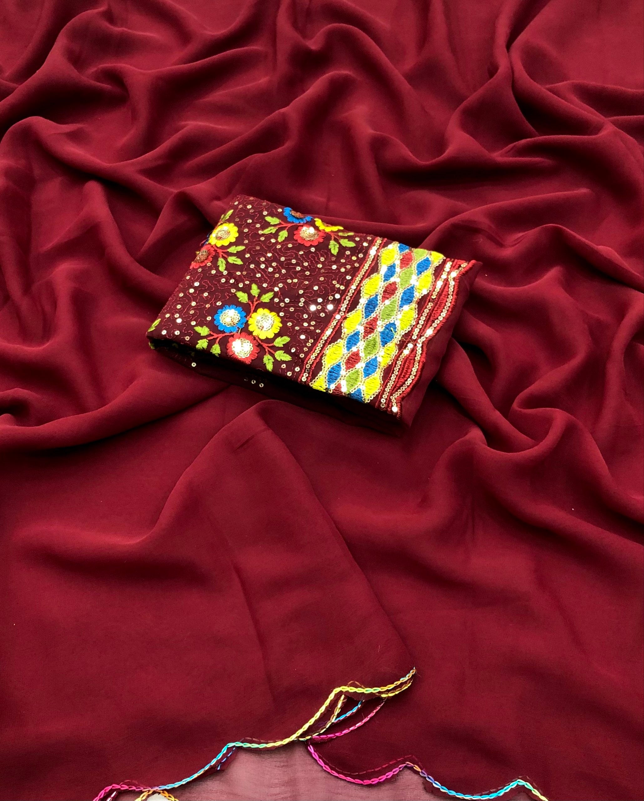 Hizrat Chiffon Embroidery Work Saree