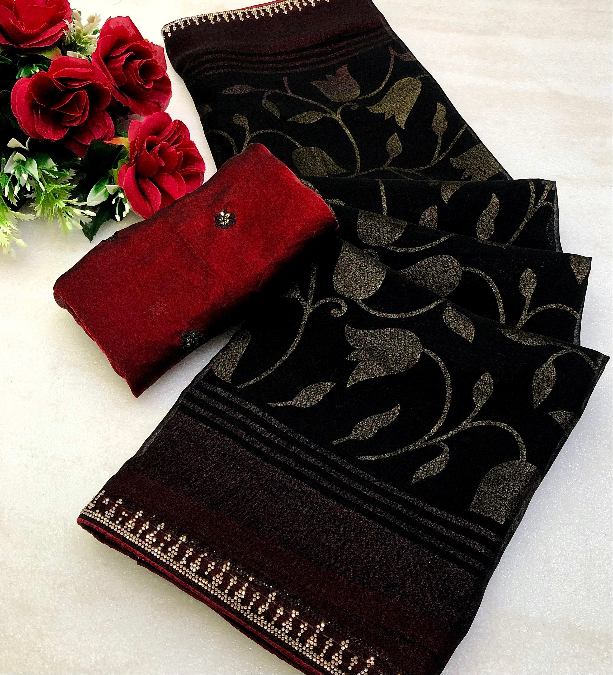 Zulfiza Georgette Foil Print Saree