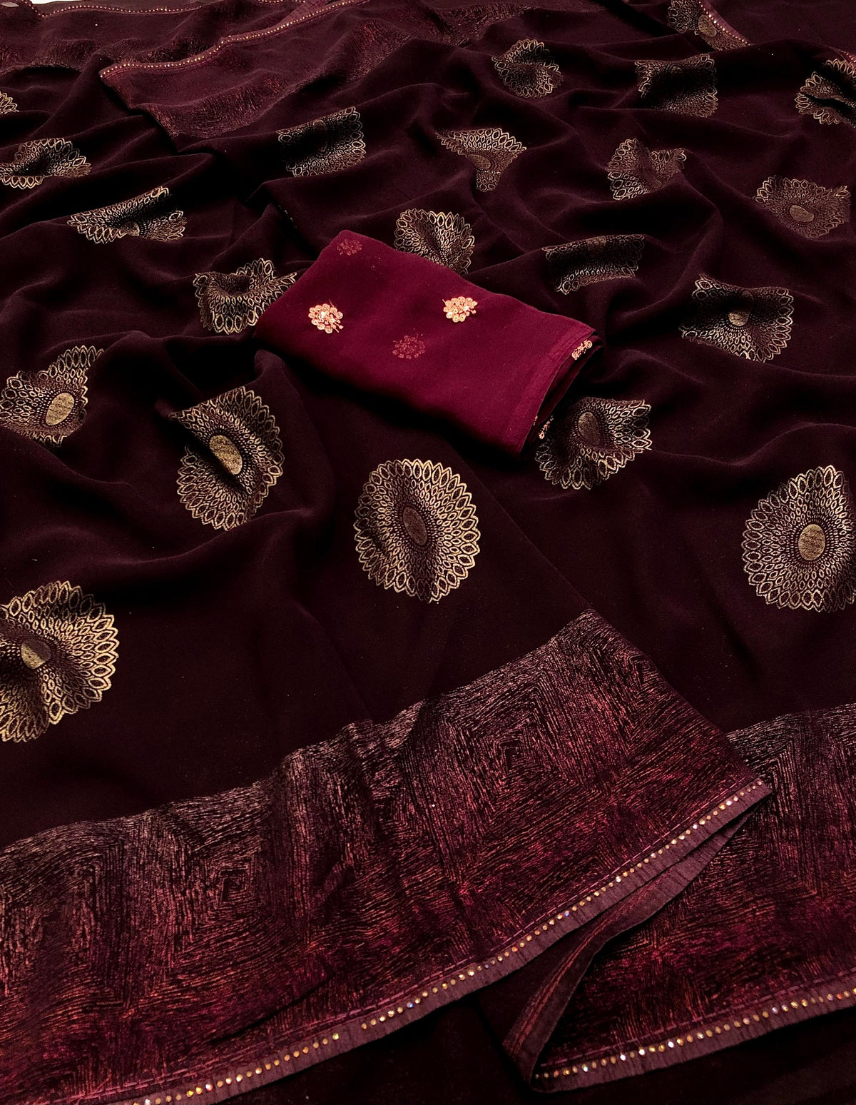 Zeal Faux Georgette Foil Printed Saree