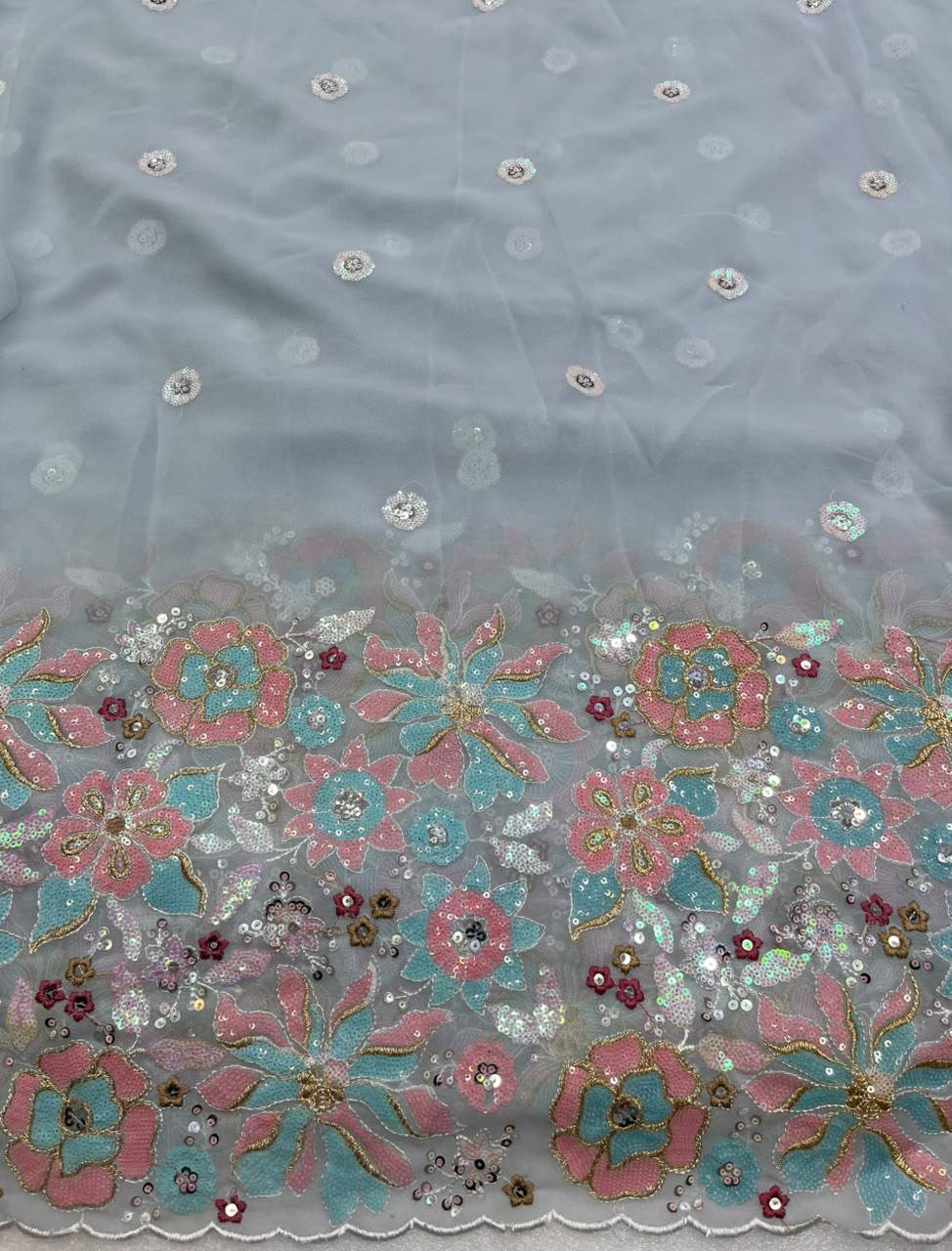 EMBROIDERY & MIRROR WORK BLOUSE FABRIC 0.8 METER