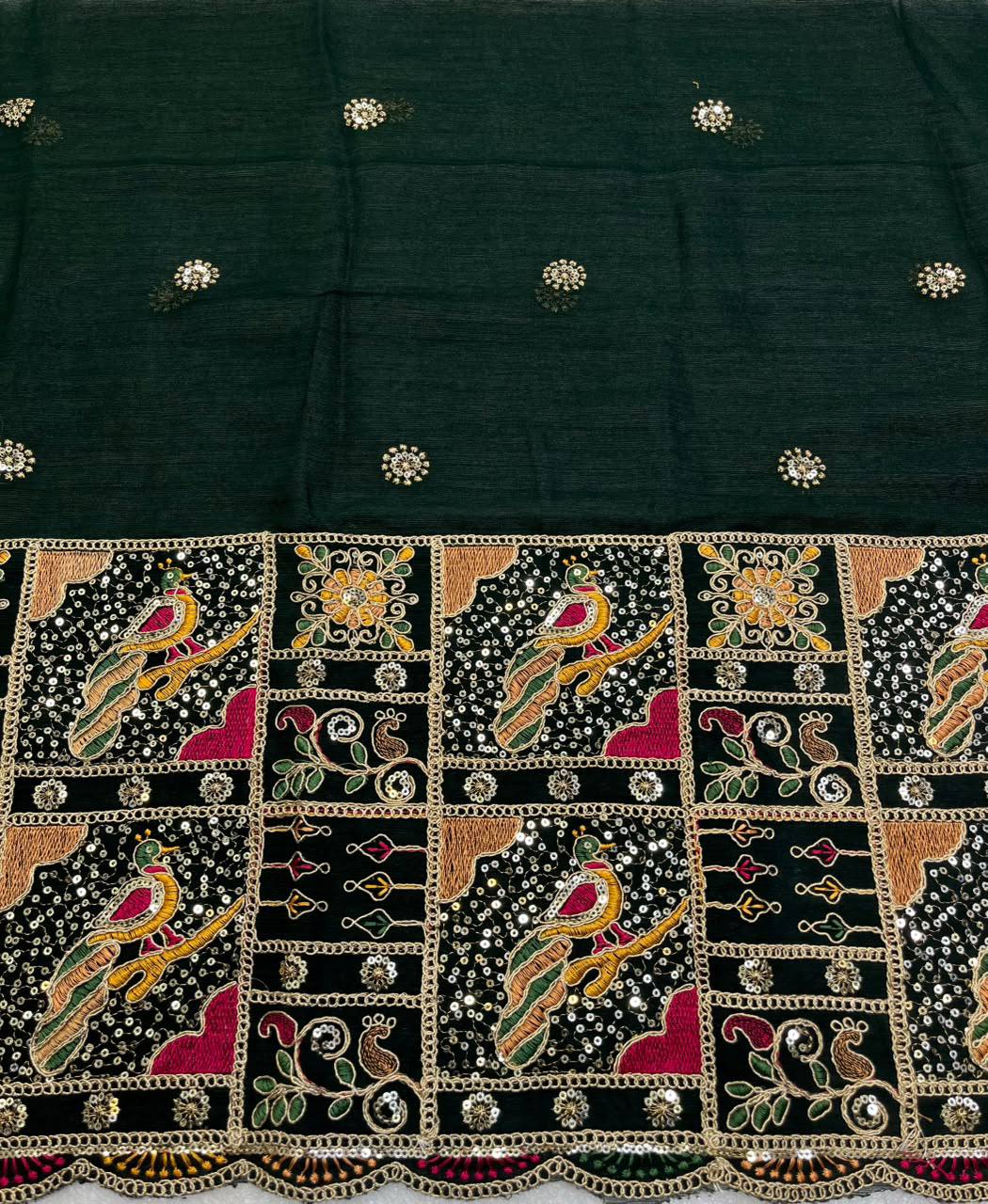 EMBROIDERY & MIRROR WORK BLOUSE FABRIC 0.8 METER