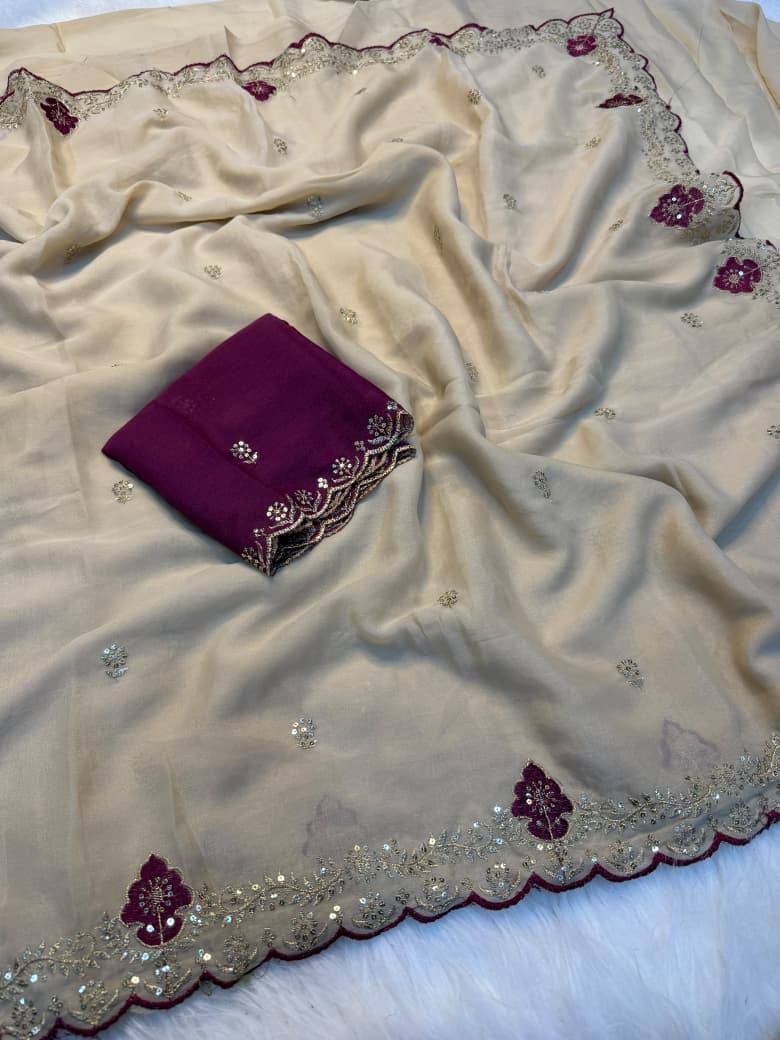 Vanshika Star Georgette Embroidery Work Saree