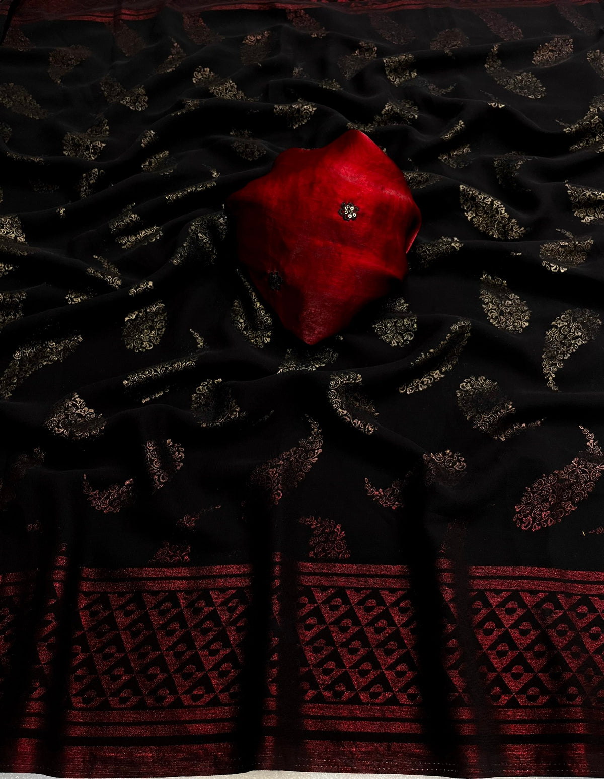 Jashn Faux Georgette Foil Printed Saree