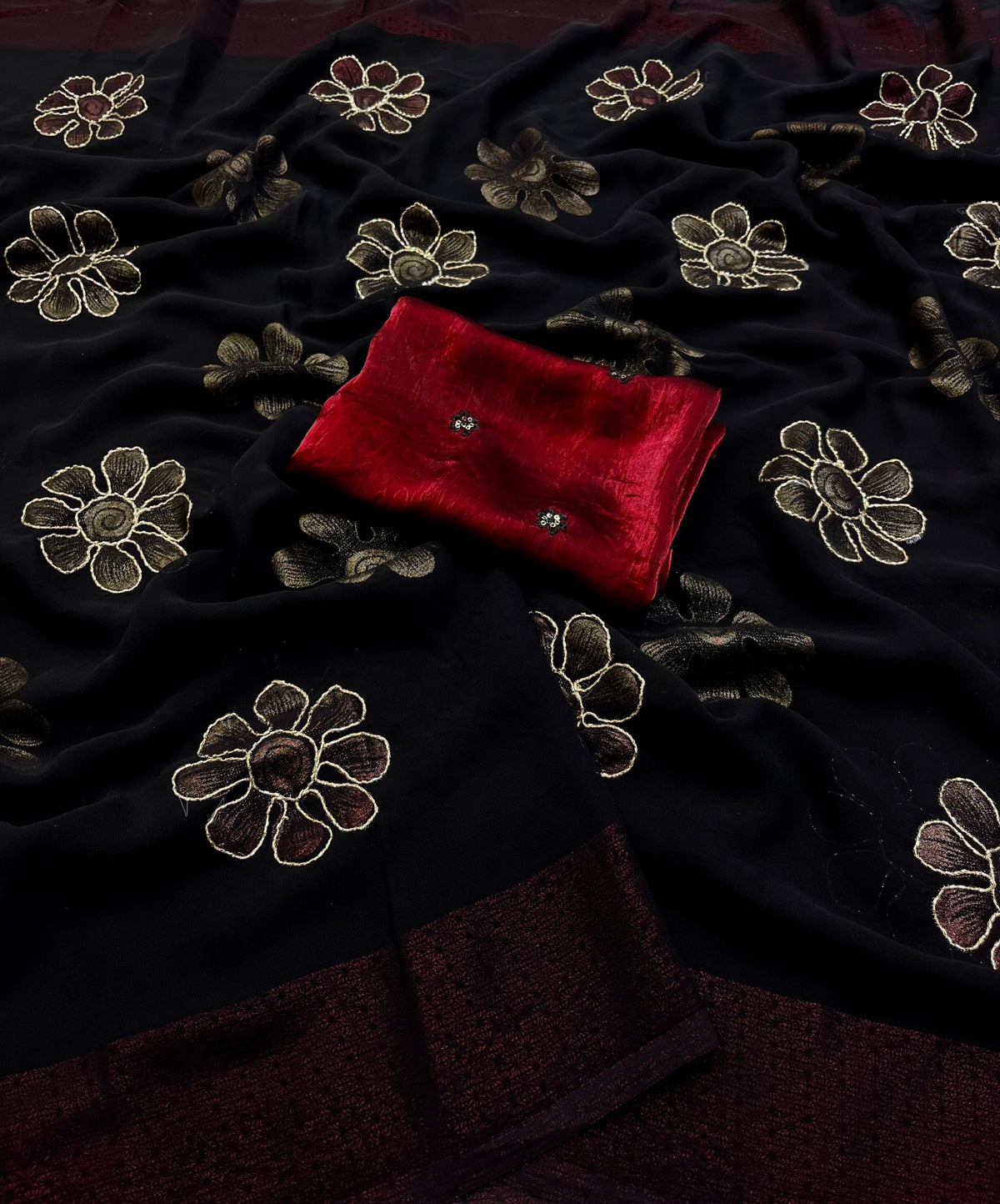 Areez Faux Georgette Foil Printed Saree