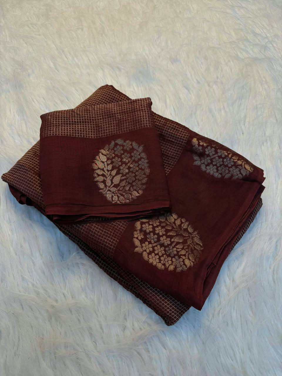 Siyana Viscose Crepe Silk Chex Weaving Saree