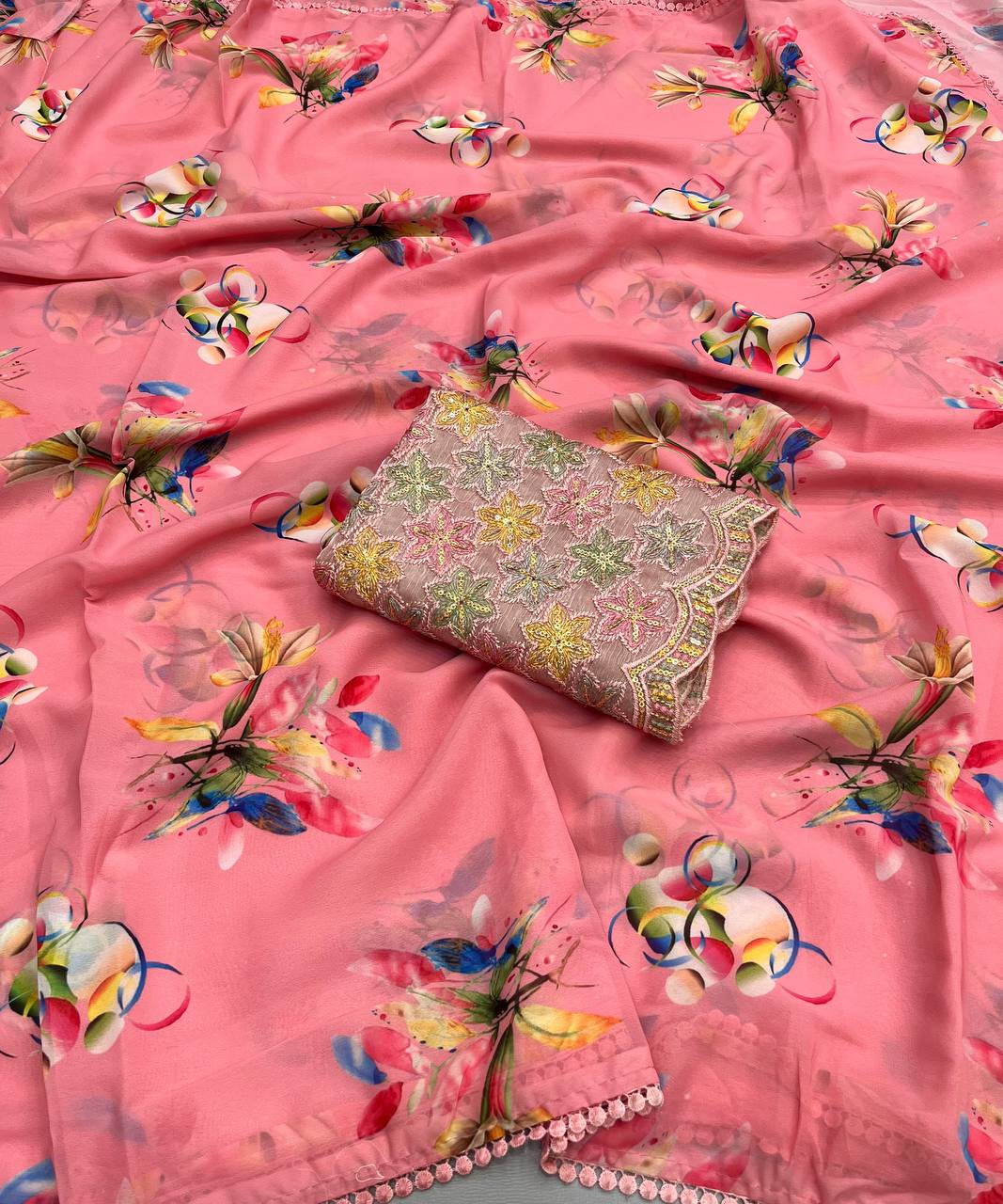 Rinsha Chiffon Floral Printed Saree