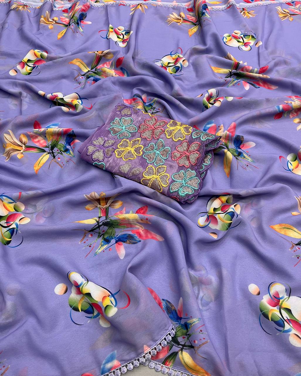 Rinsha Chiffon Floral Printed Saree