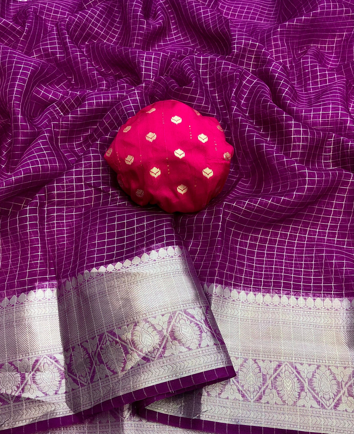 Gulshen Organza tissue chex weaving SAree