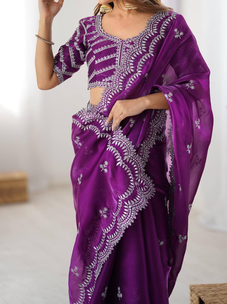 Kashish Space Silk Thread Sequence Work Saree