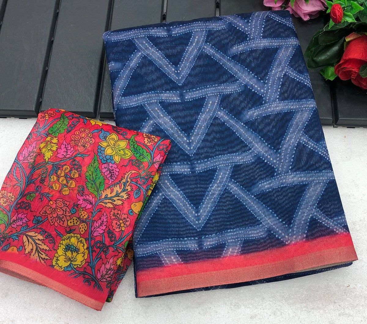 Vamika Chenderi Floral Digital Print Saree