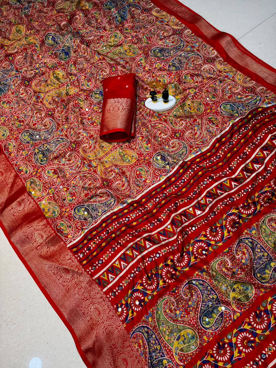 Mehra Georgette Ajrakh Printed Saree