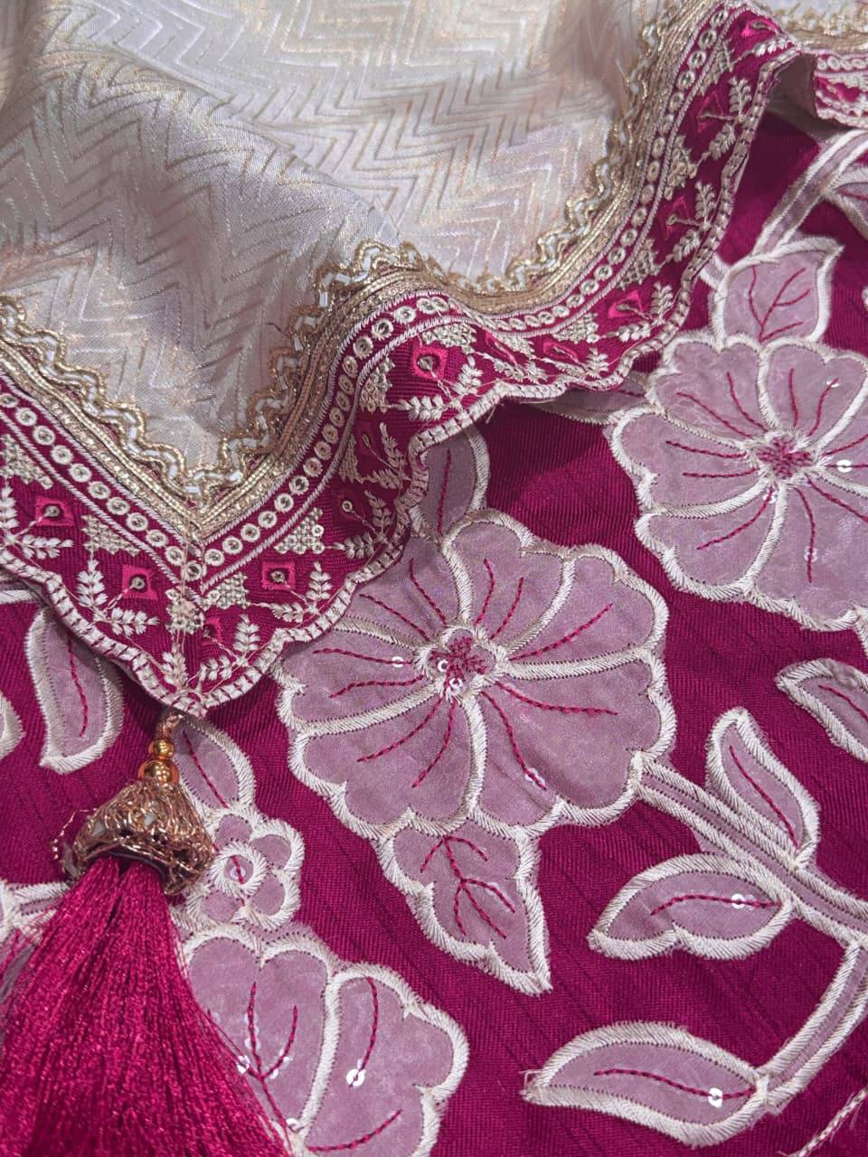 Shazim Viscose Satin Sequin Embroidered Work Saree