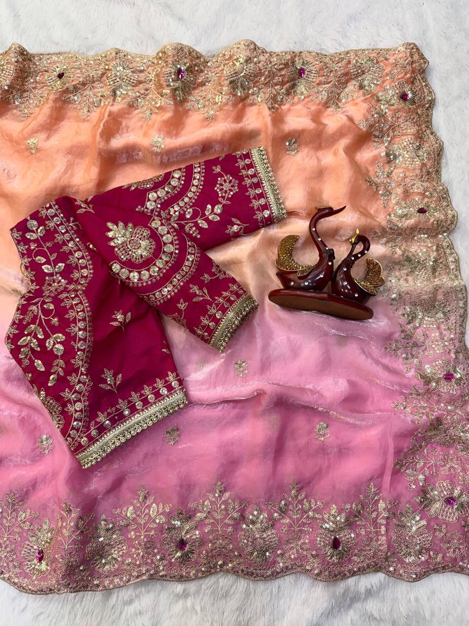 Aarohi Space Silk Sequins Zari embroidery Saree