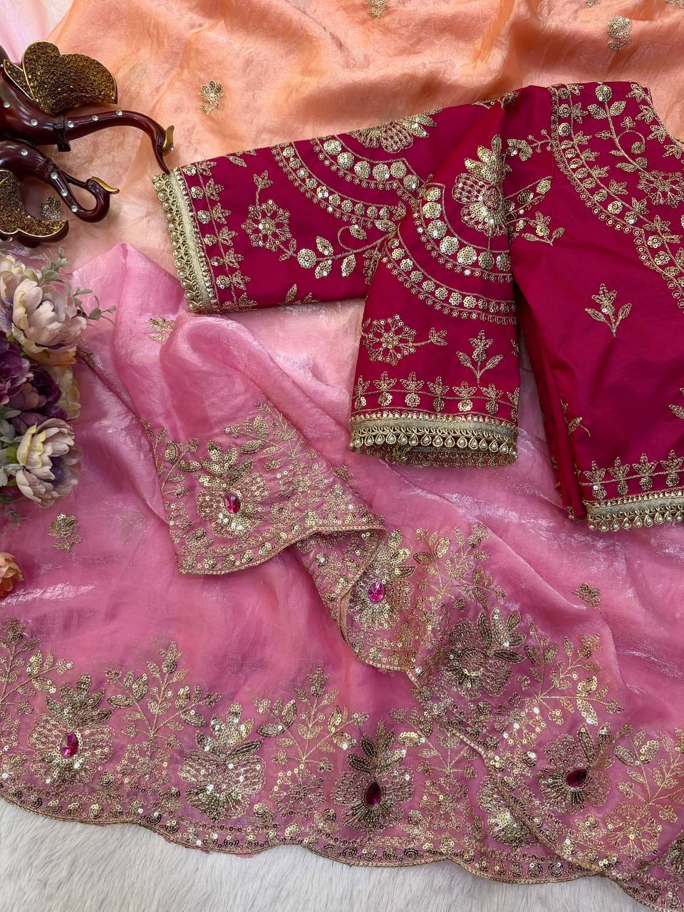 Aarohi Space Silk Sequins Zari embroidery Saree