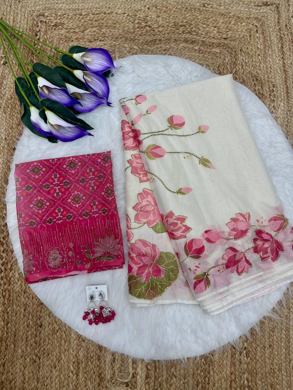 Meher Tebi Silk Val Moti Handwork Saree