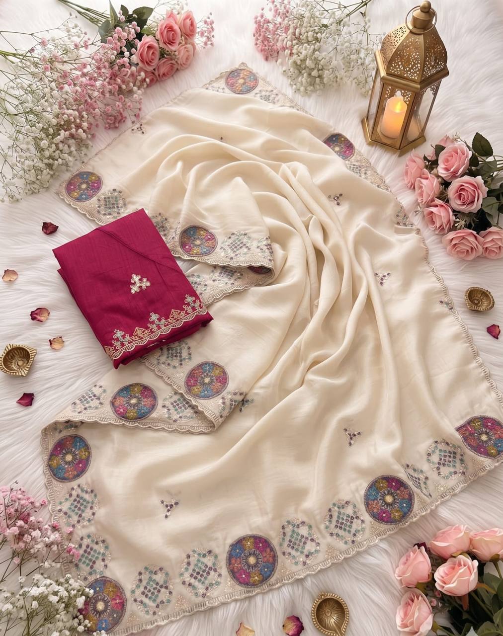 Roshni H.O Silk Embroidery Sequence Saree