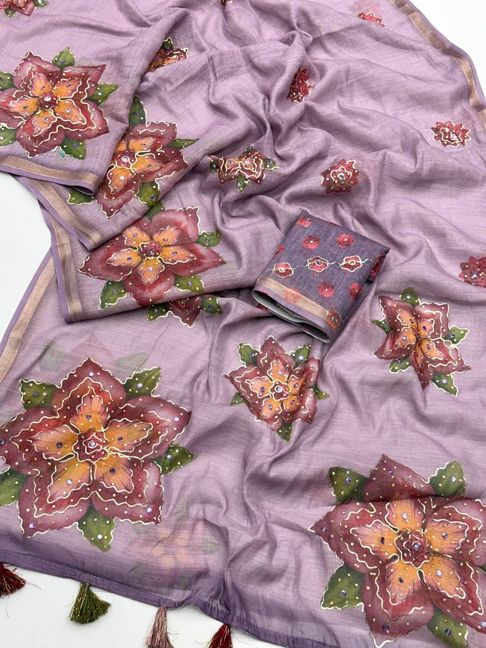 Zeen Mul Cotton Mirror Work Saree