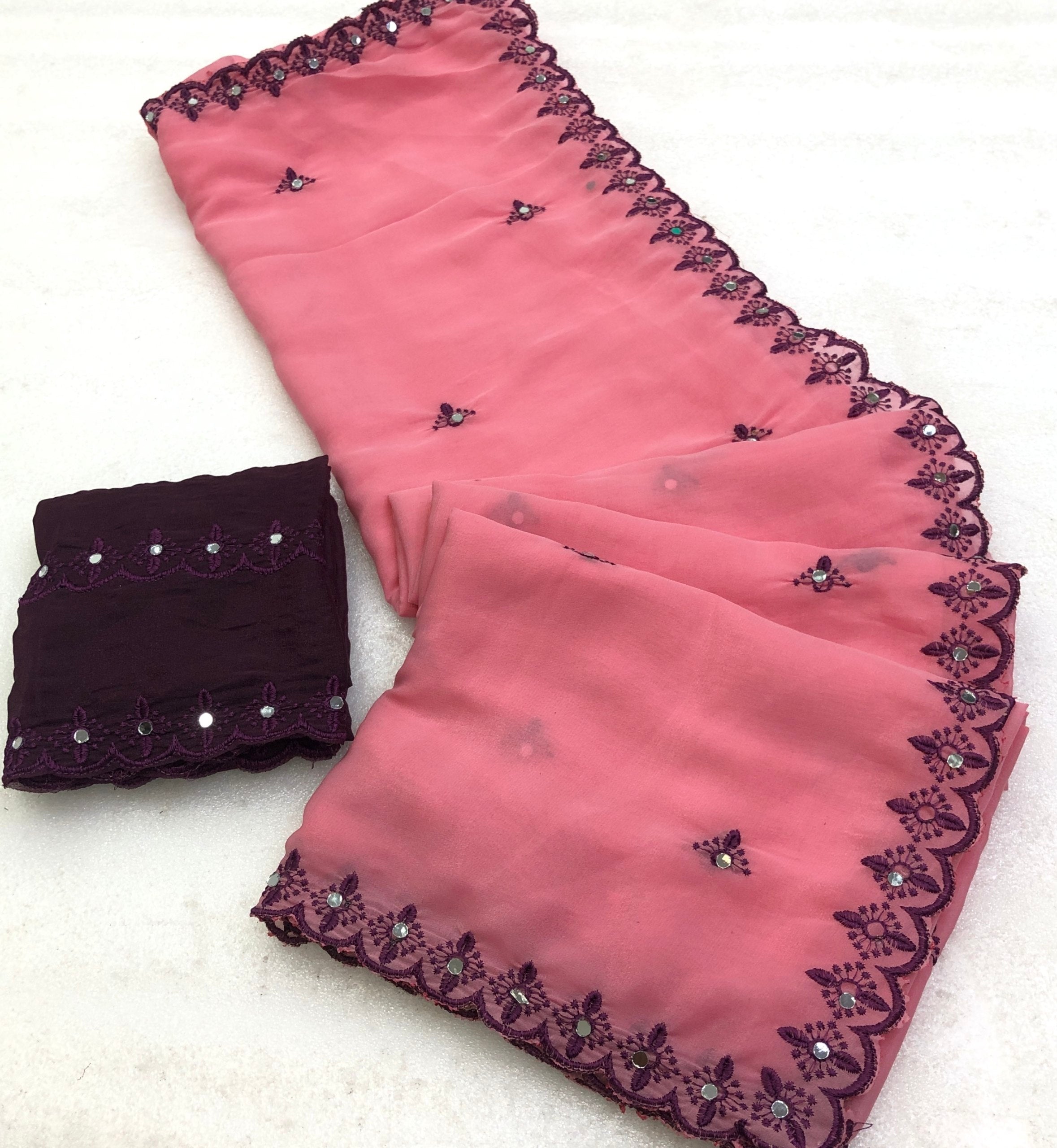 Yavar Faux Georgette Embroidery Work Saree