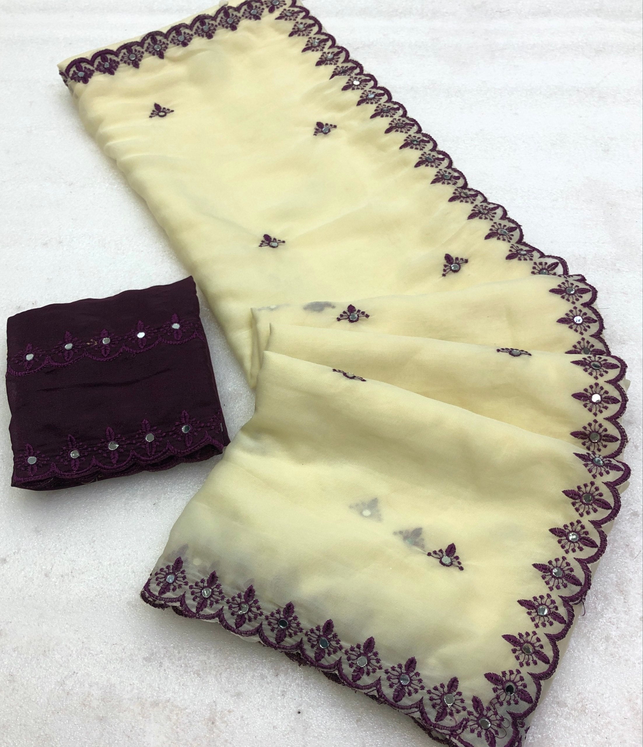 Yavar Faux Georgette Embroidery Work Saree