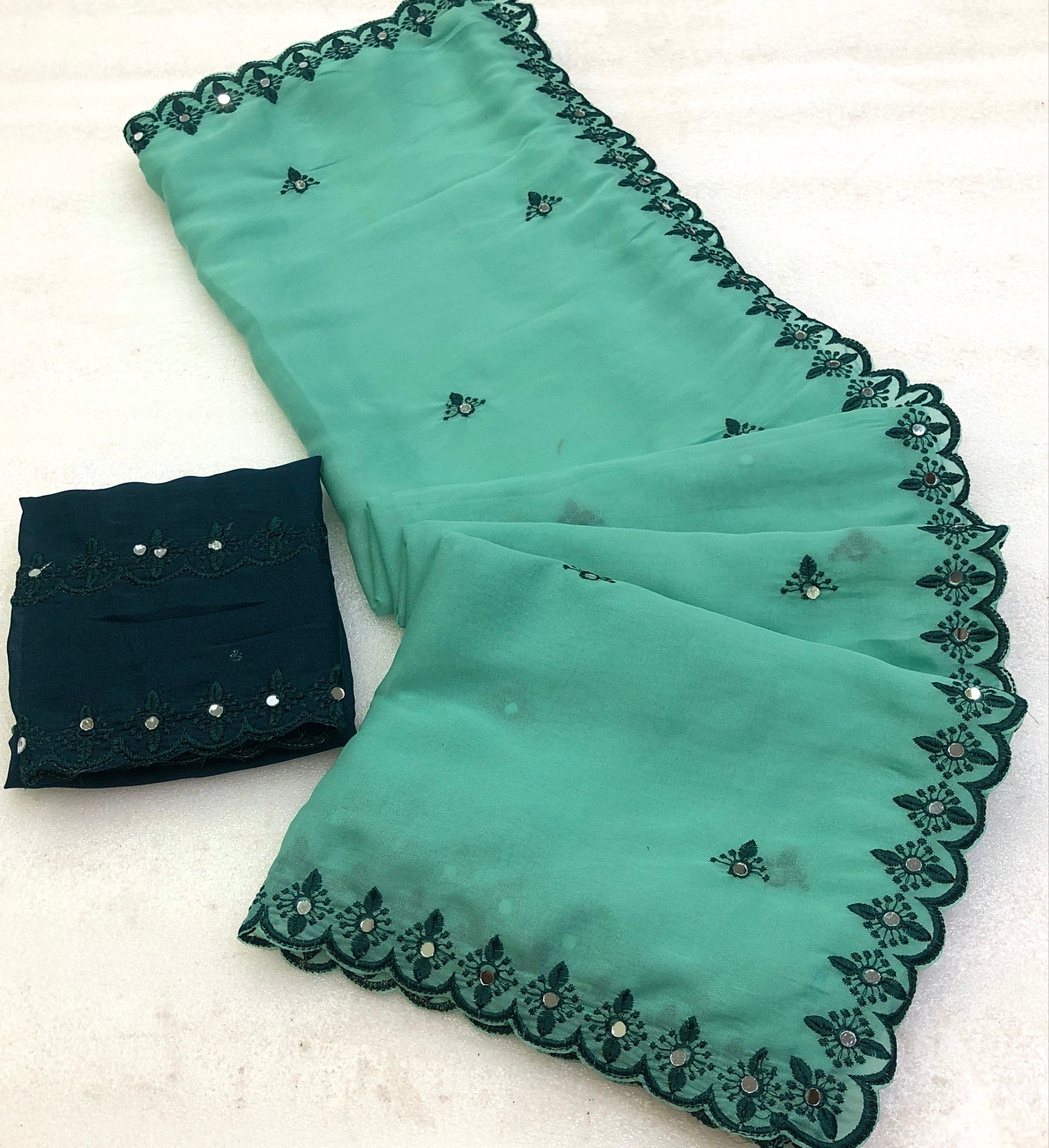 Yavar Faux Georgette Embroidery Work Saree