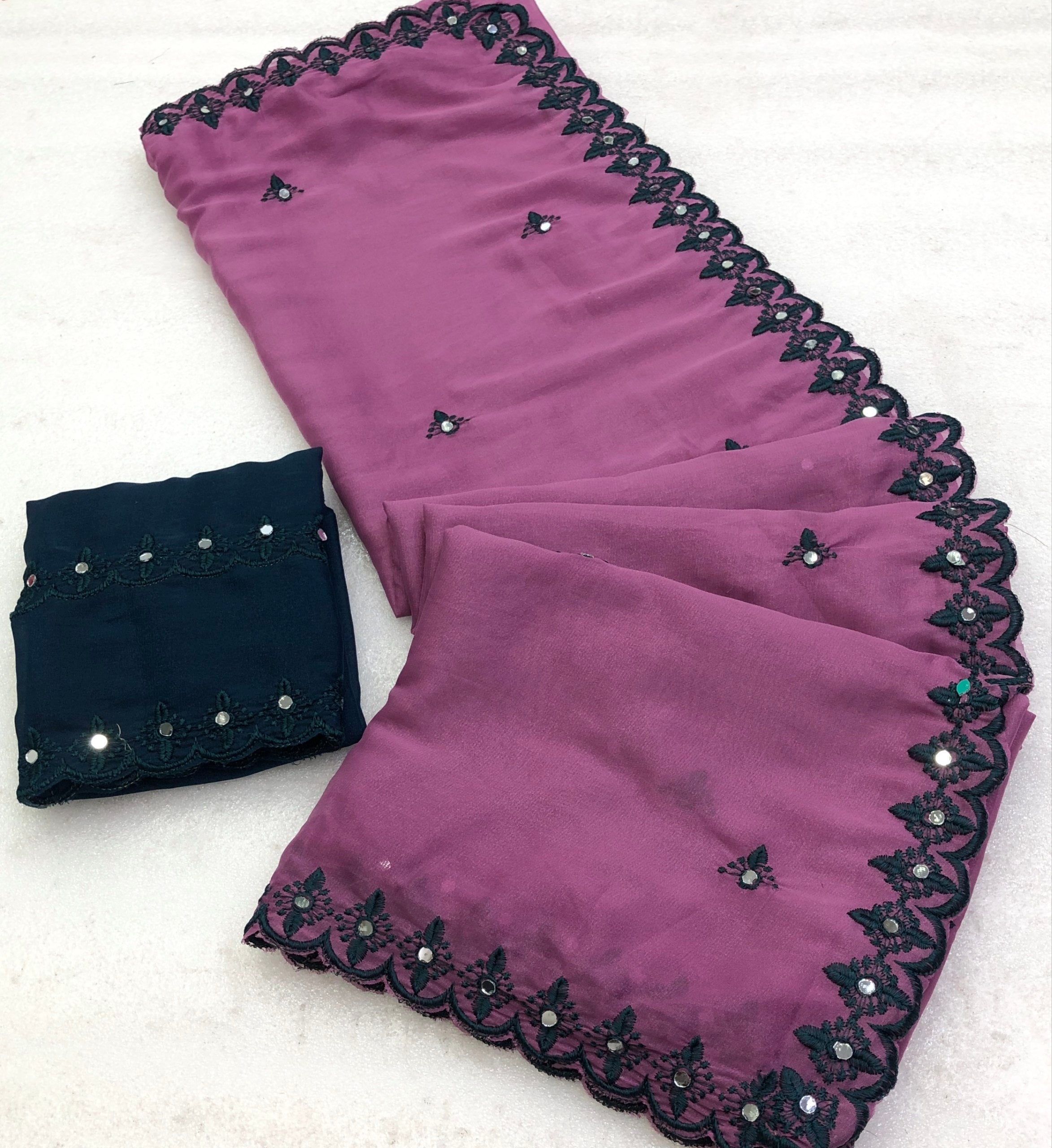 Yavar Faux Georgette Embroidery Work Saree