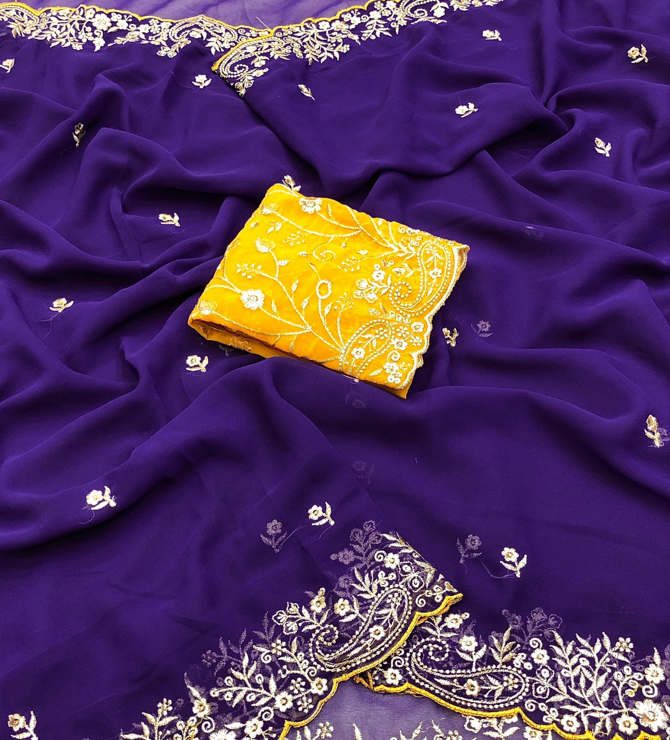 Arizona Faux Georgette Thread Embroidery Work Saree