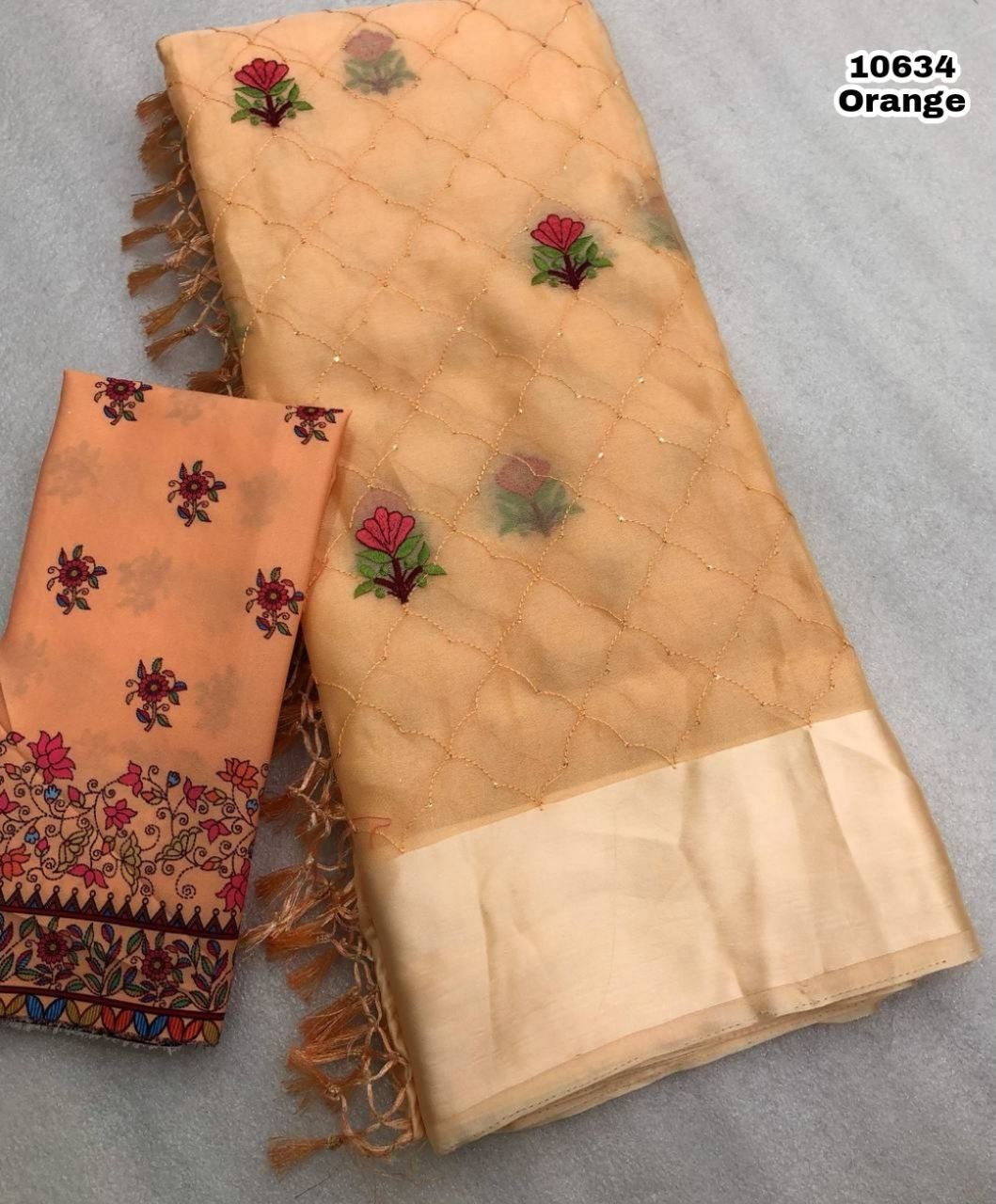 Samira Chiffon dyed Embroidery Saree