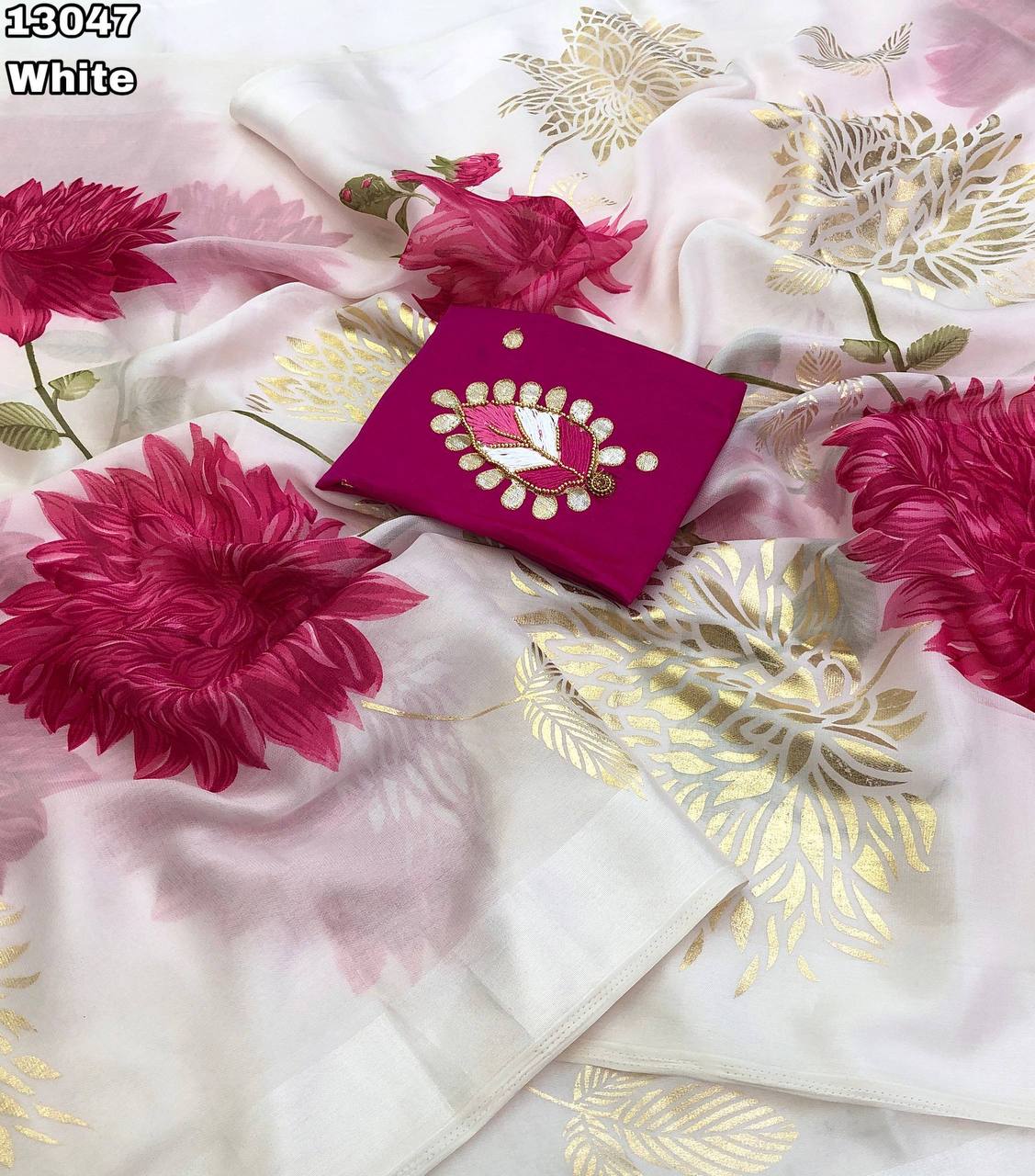 Vinza Kora Organza Floral Print Saree