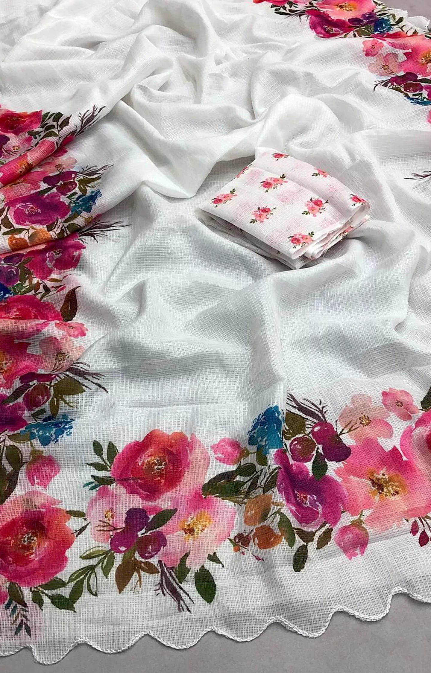 CERVI SOFT KOTA CHEX DIGITAL PRINTED SAREE