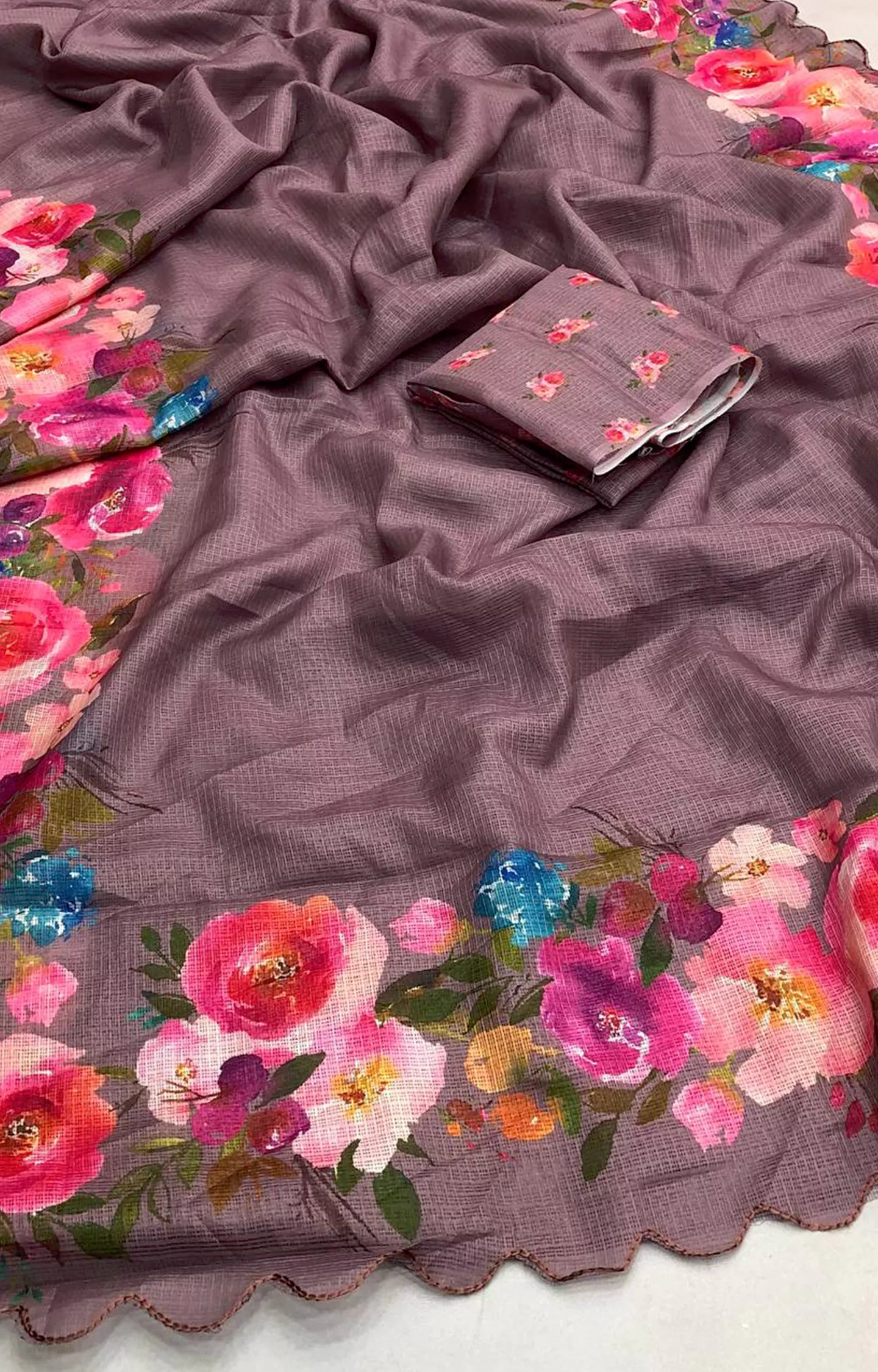 CERVI SOFT KOTA CHEX DIGITAL PRINTED SAREE