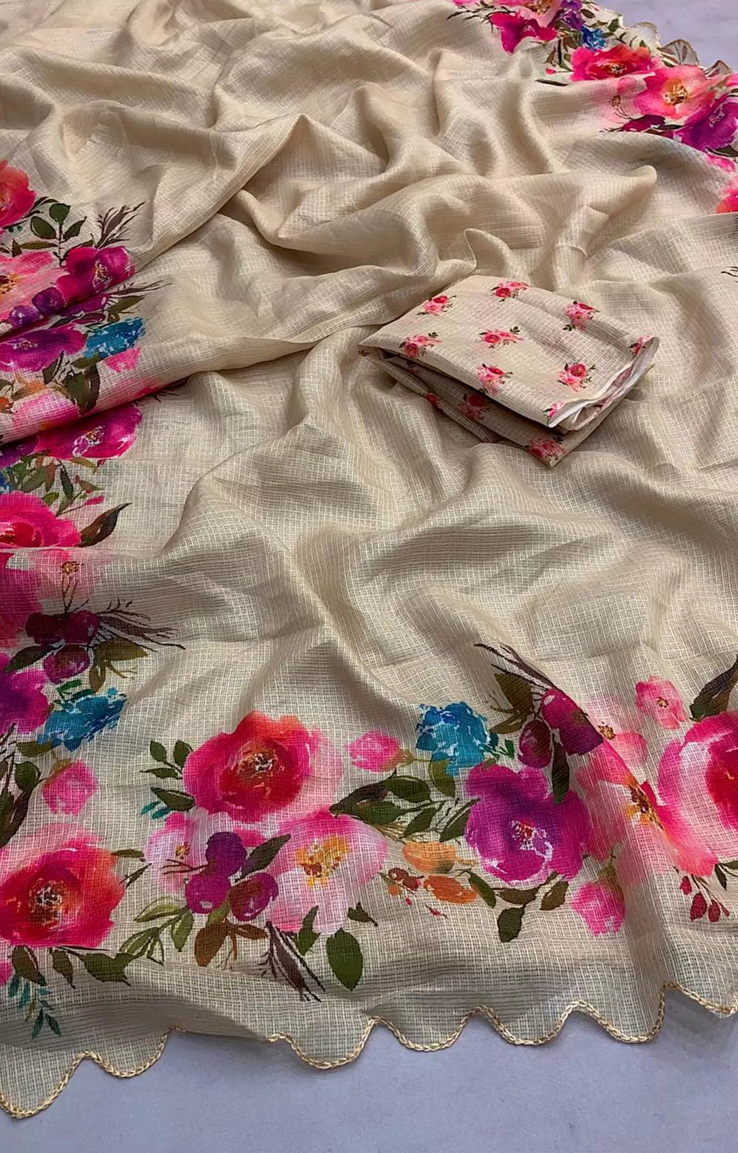 CERVI SOFT KOTA CHEX DIGITAL PRINTED SAREE