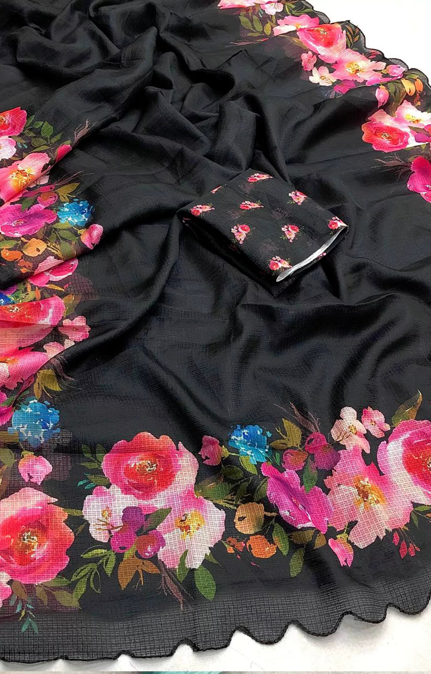 CERVI SOFT KOTA CHEX DIGITAL PRINTED SAREE