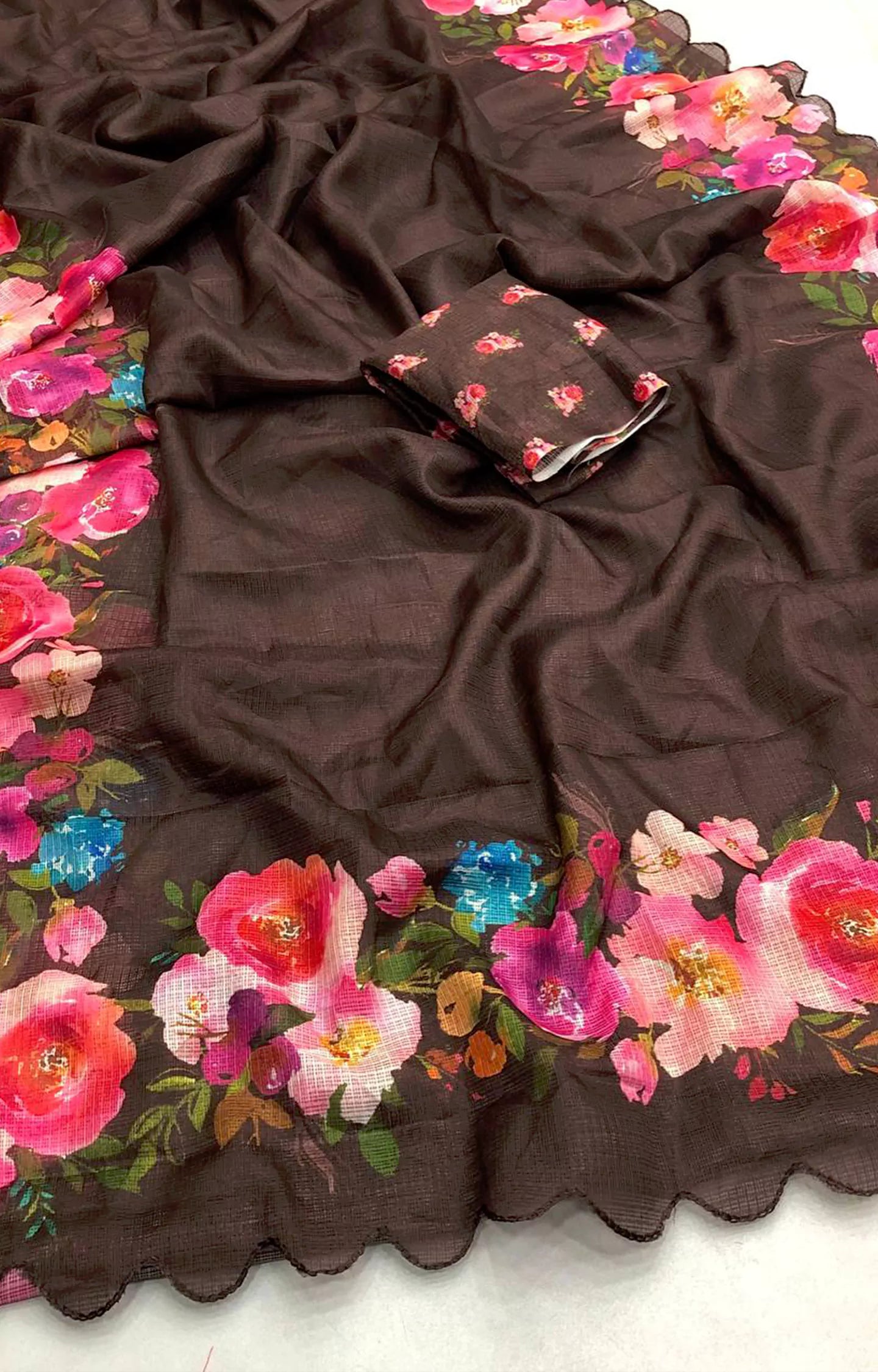 CERVI SOFT KOTA CHEX DIGITAL PRINTED SAREE