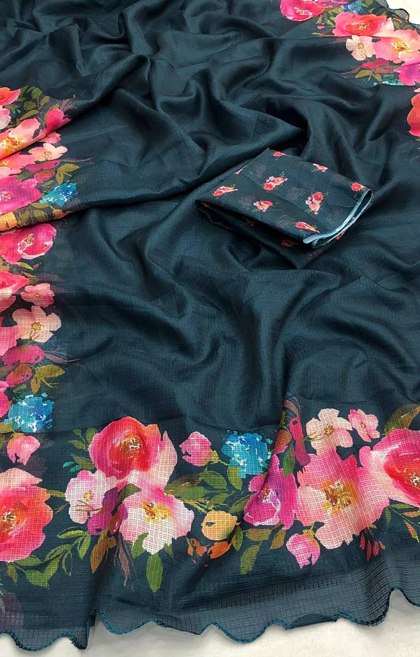 CERVI SOFT KOTA CHEX DIGITAL PRINTED SAREE