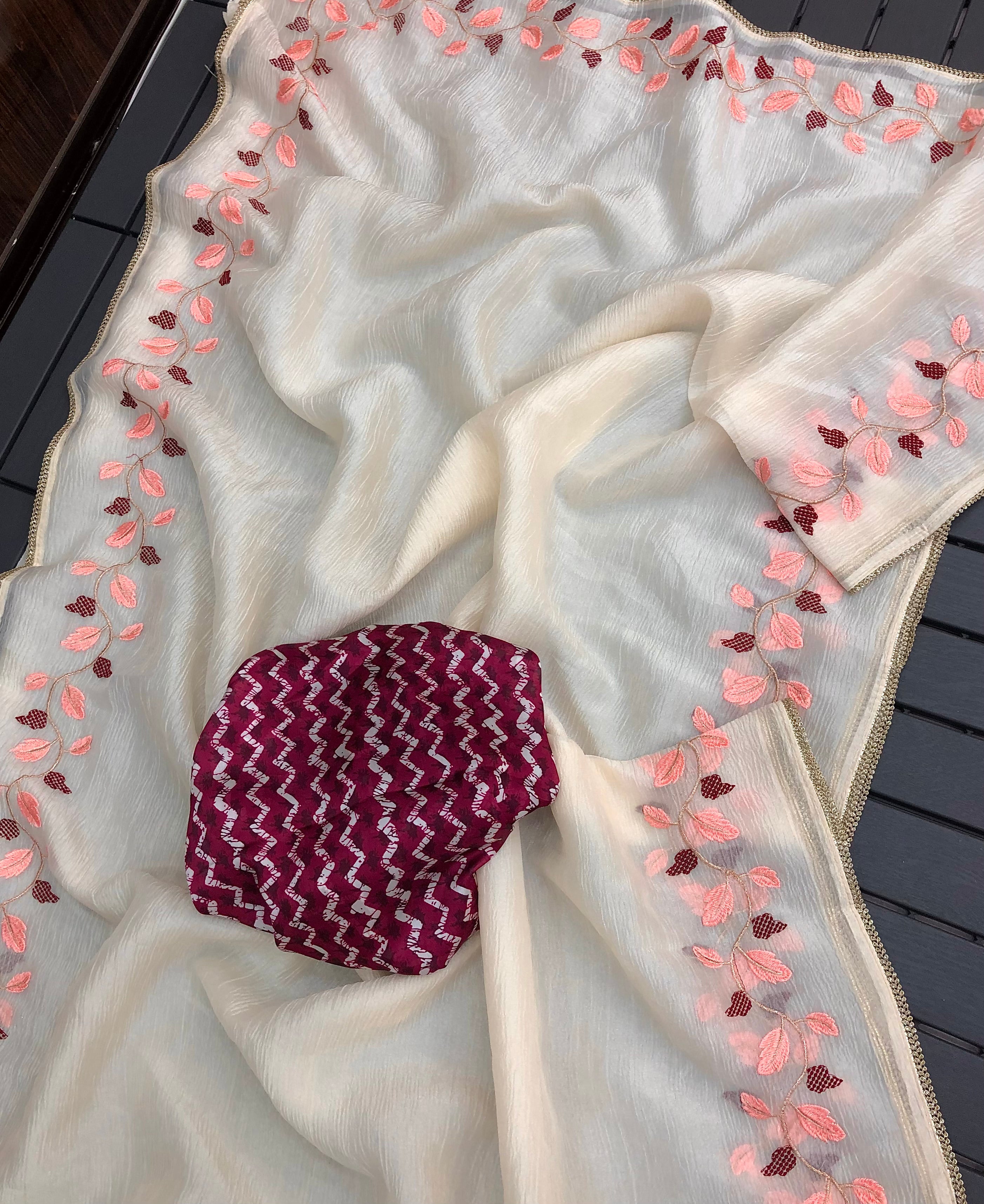 Alayna Chiffon Crush Silk Saree