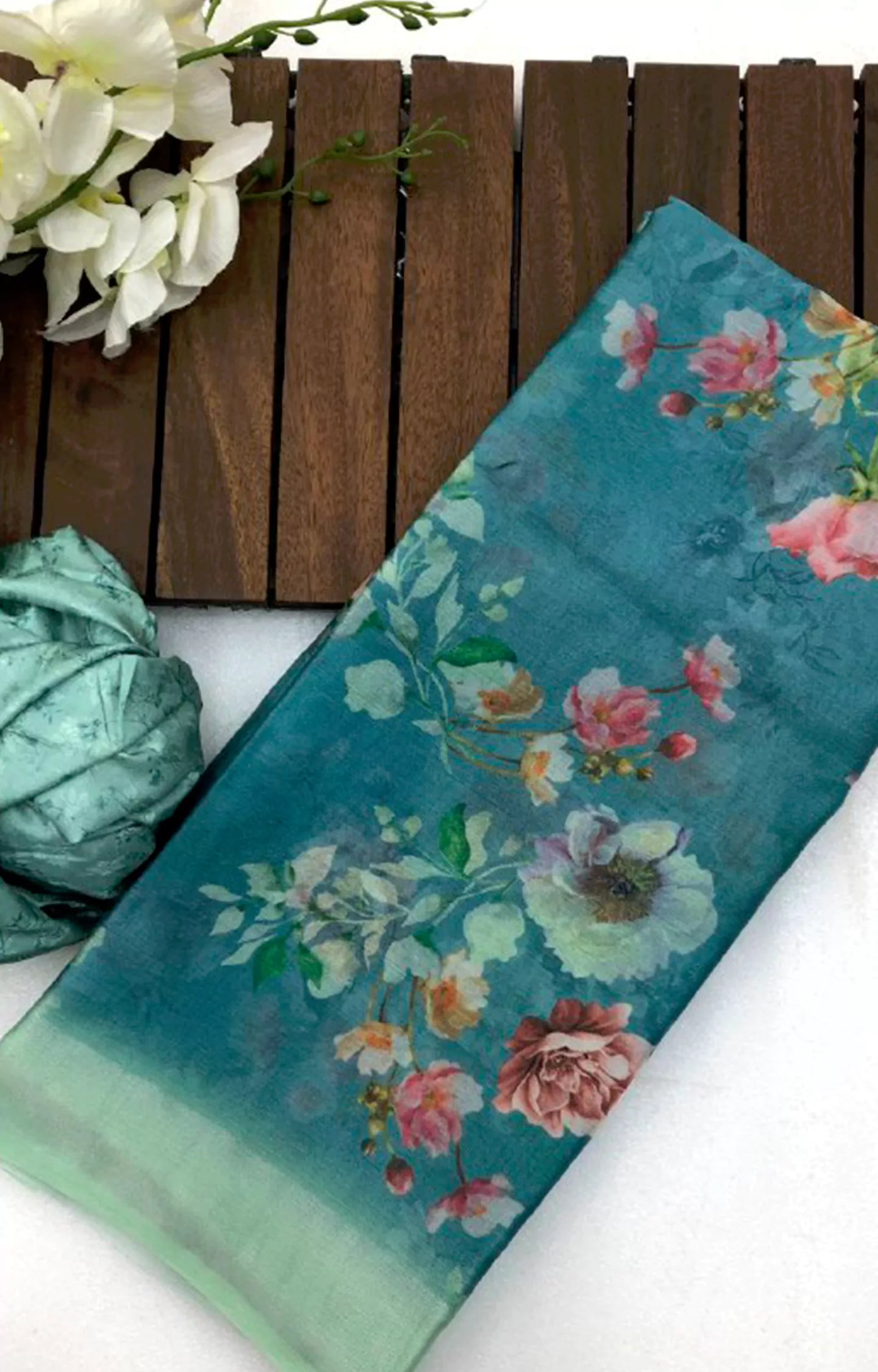 ALIZAA ORGANZA WITH FLORAL DIGITAL PRINTED SAREE