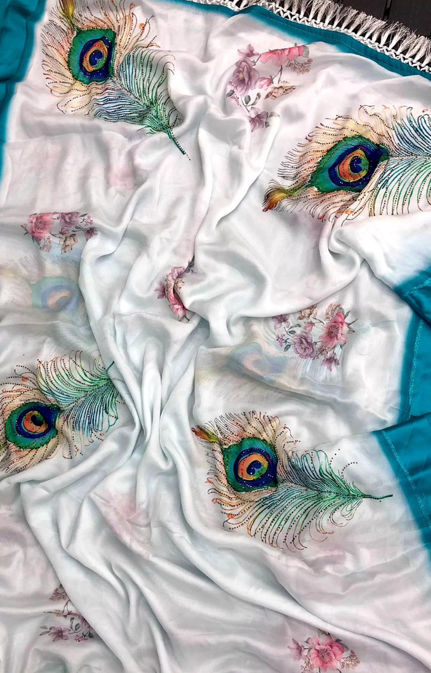 MAYKA MOSS CHIFFON WITH PEACOCK DIGITAL PRINTED SAREE