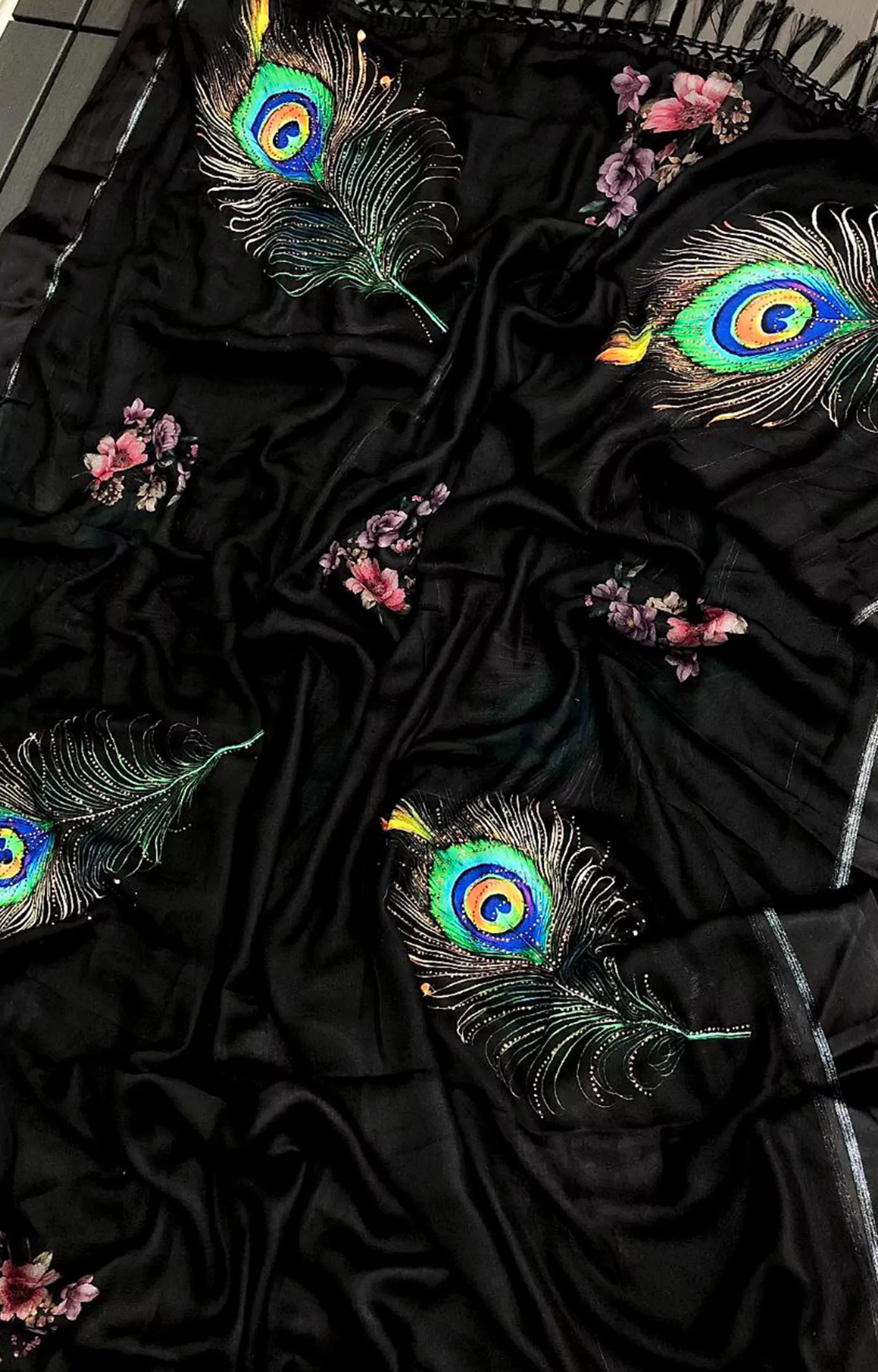 MAYKA MOSS CHIFFON WITH PEACOCK DIGITAL PRINTED SAREE