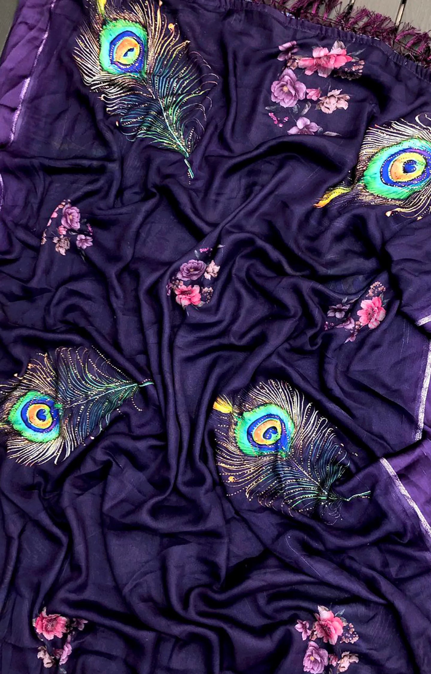 MAYKA MOSS CHIFFON WITH PEACOCK DIGITAL PRINTED SAREE